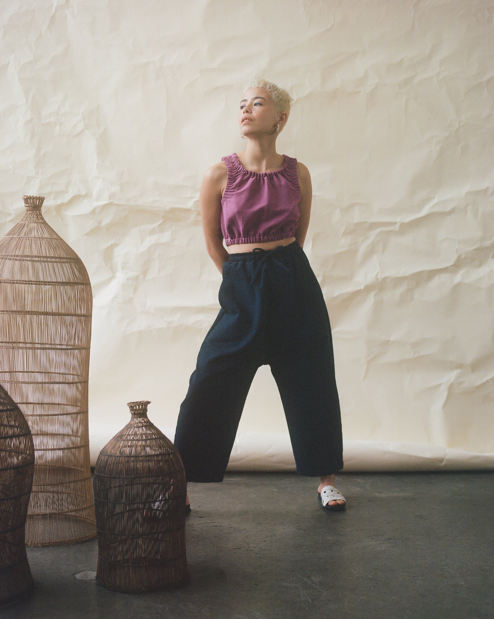 SAMPLE SALE - Nuria Pant in Denim Jacquard - XL / PETITE