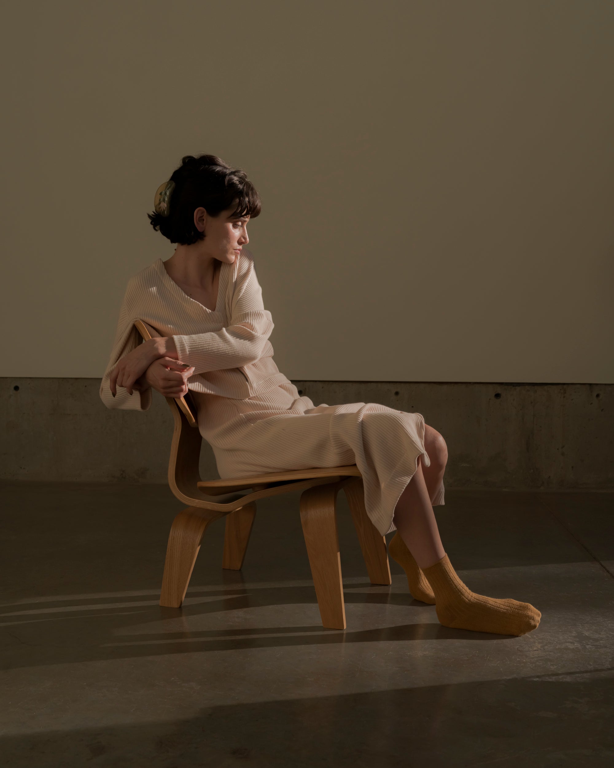 SAMPLE SALE - Anja Skirt in Ivory Rib Knit - SMALL