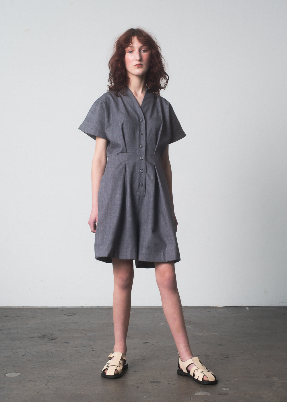 SAMPLE SALE - Emi Romper in Pebble Denim - SMALL