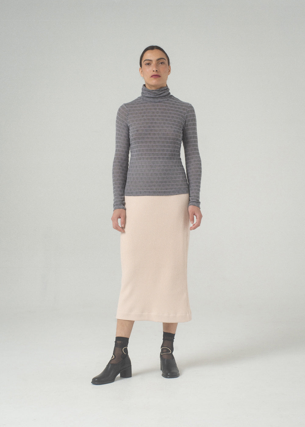 SAMPLE SALE - Anja Skirt in Ivory Rib Knit - SMALL
