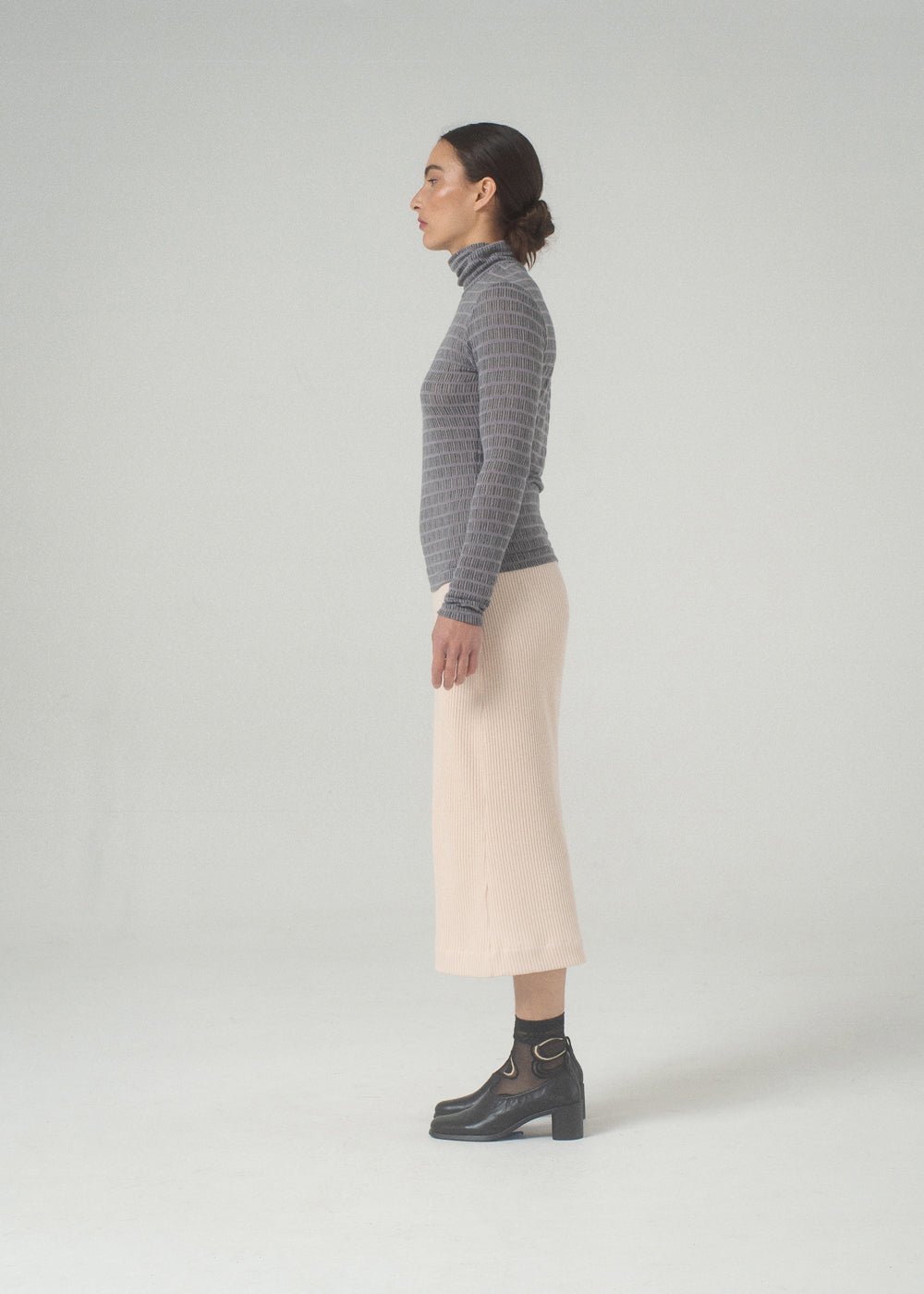 SAMPLE SALE - Anja Skirt in Ivory Rib Knit - SMALL