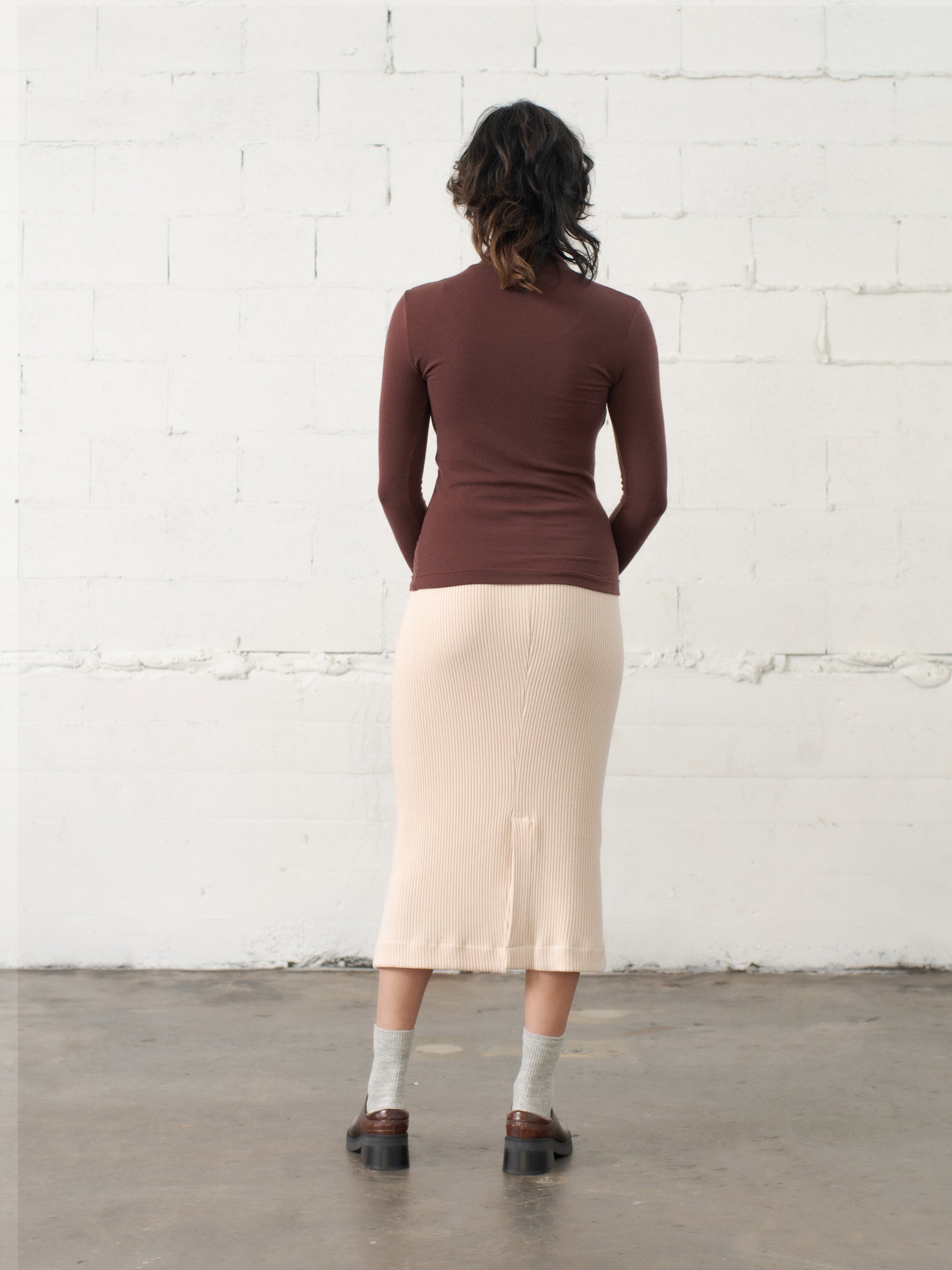 SAMPLE SALE - Delfina Turtleneck in Chestnut Wool Knit - SMALL