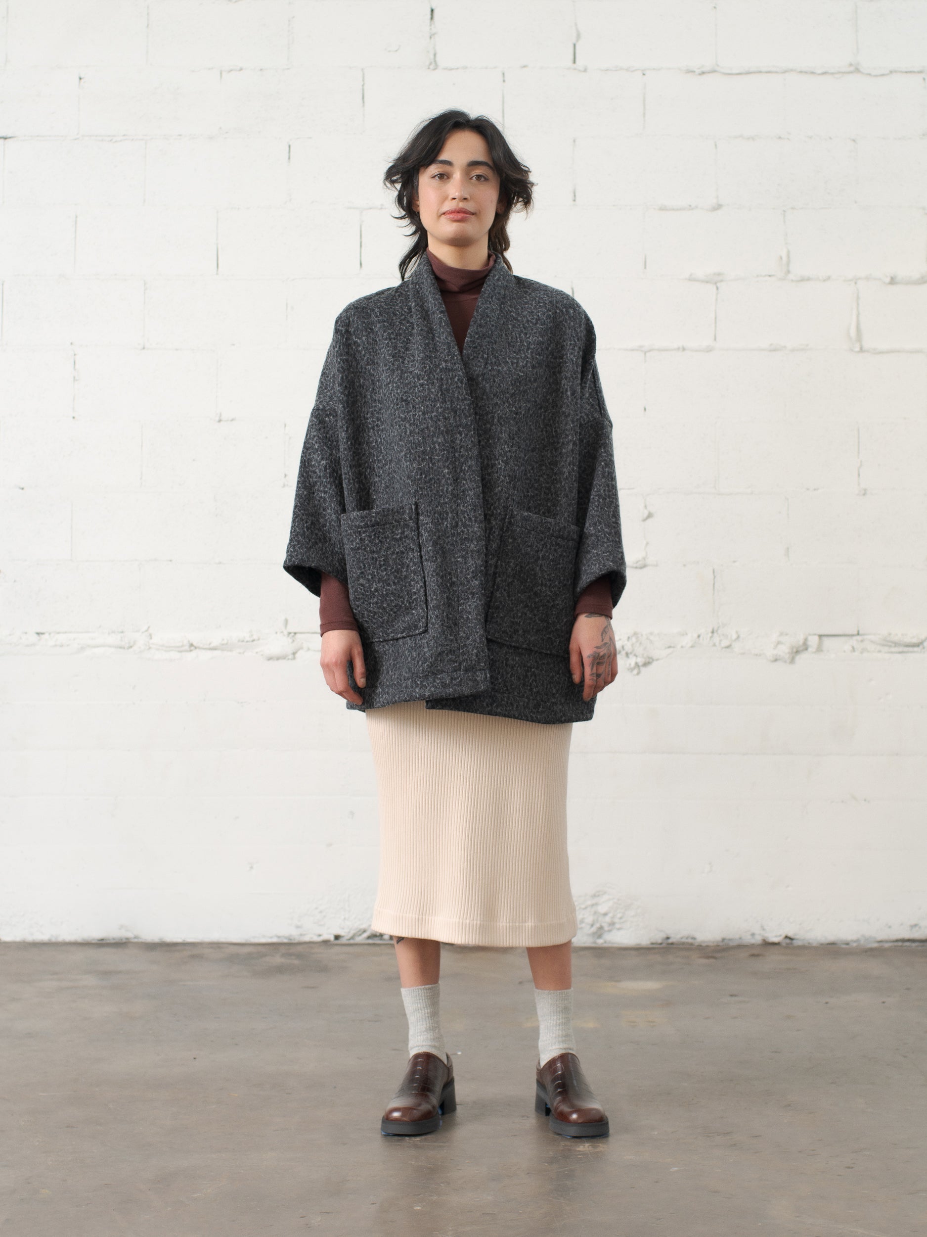 SAMPLE SALE - Cocoon Coat in Charcoal - STANDARD