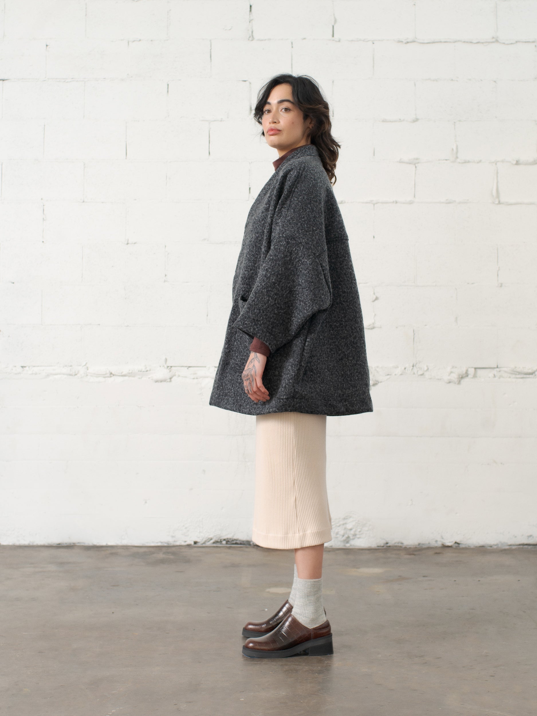 SAMPLE SALE - Cocoon Coat in Charcoal - STANDARD