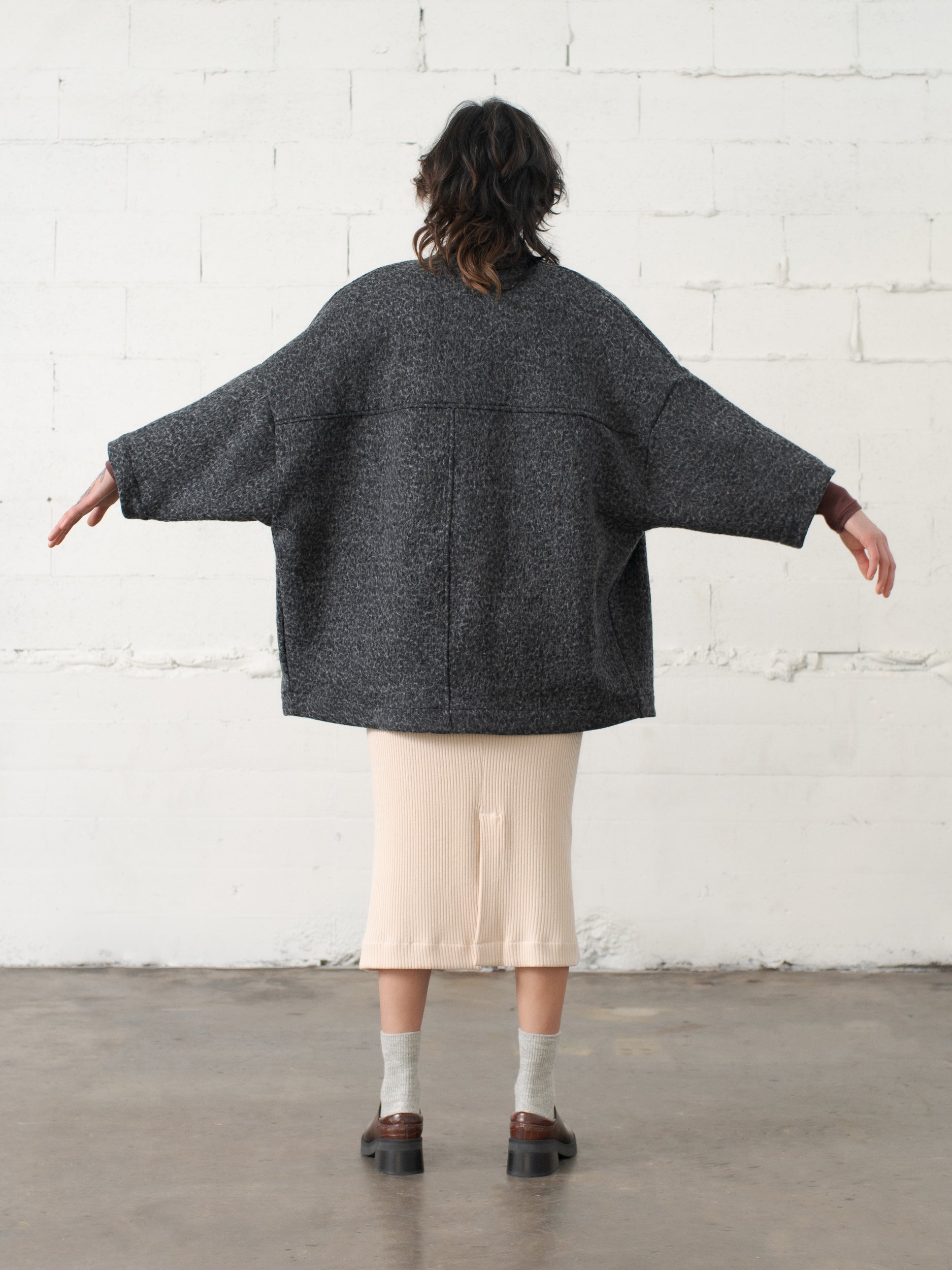 SAMPLE SALE - Cocoon Coat in Charcoal - STANDARD