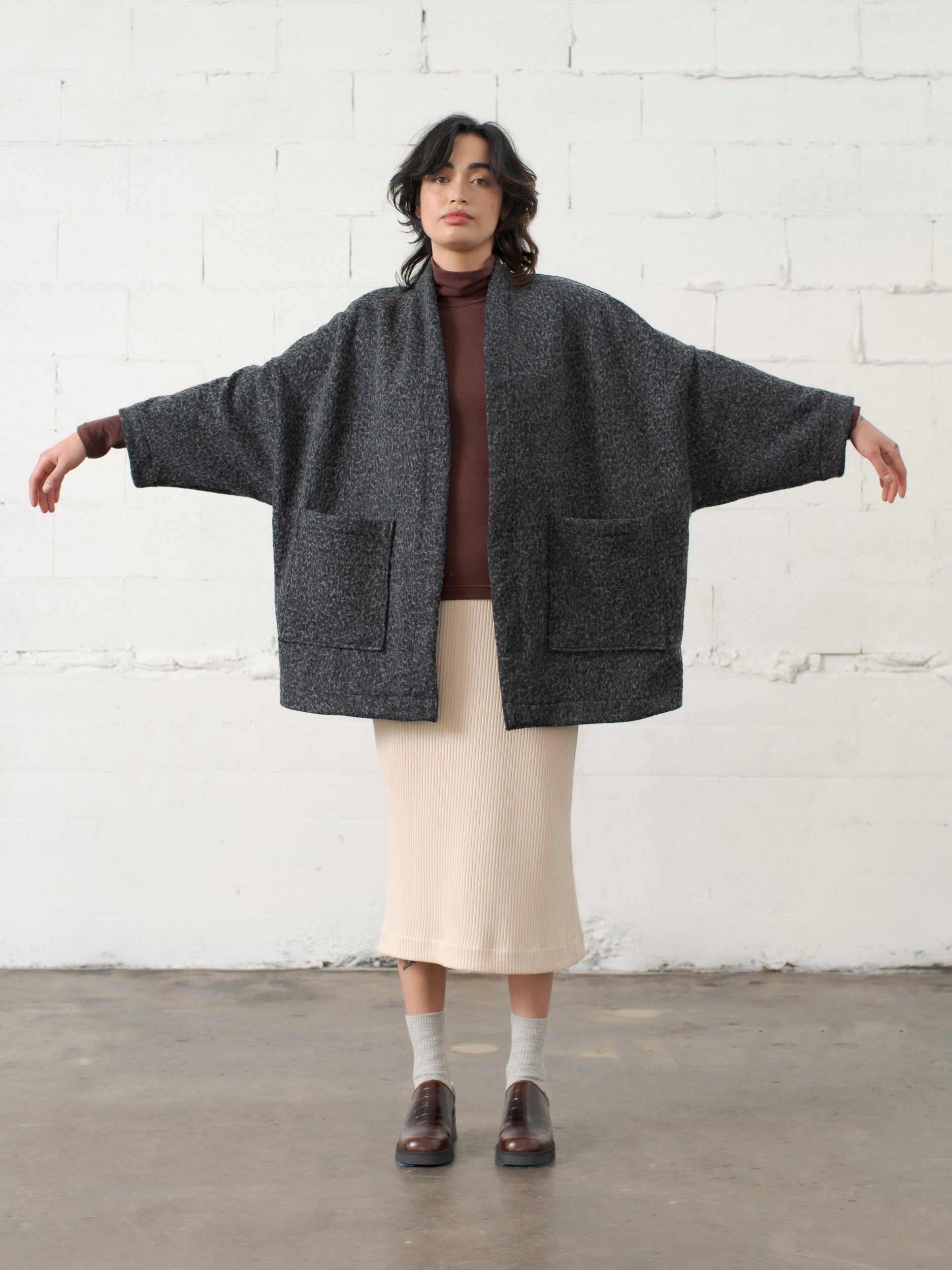 SAMPLE SALE - Cocoon Coat in Charcoal - STANDARD