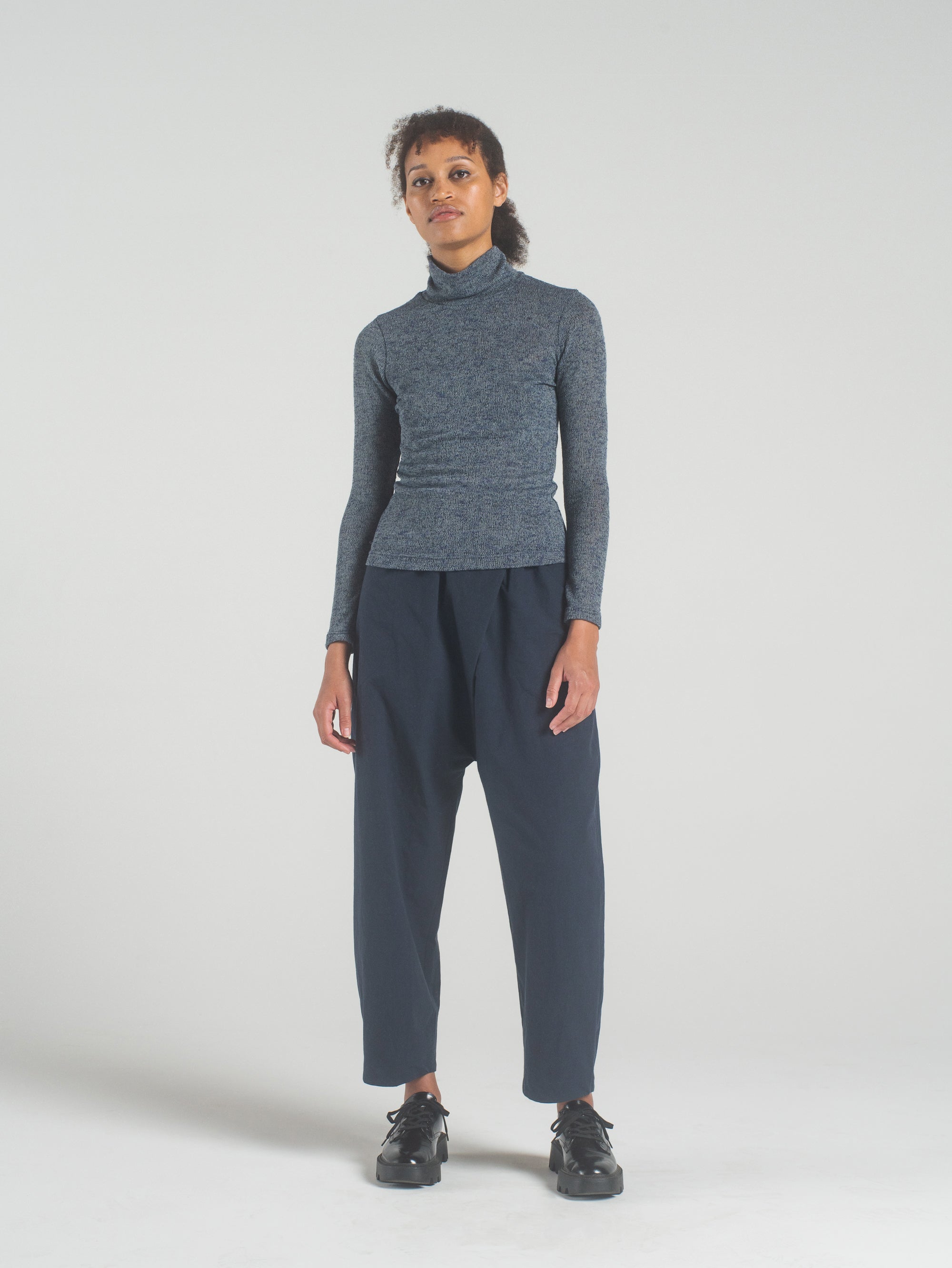 SAMPLE SALE - Delfina Turtleneck in Blue Marl - SMALL