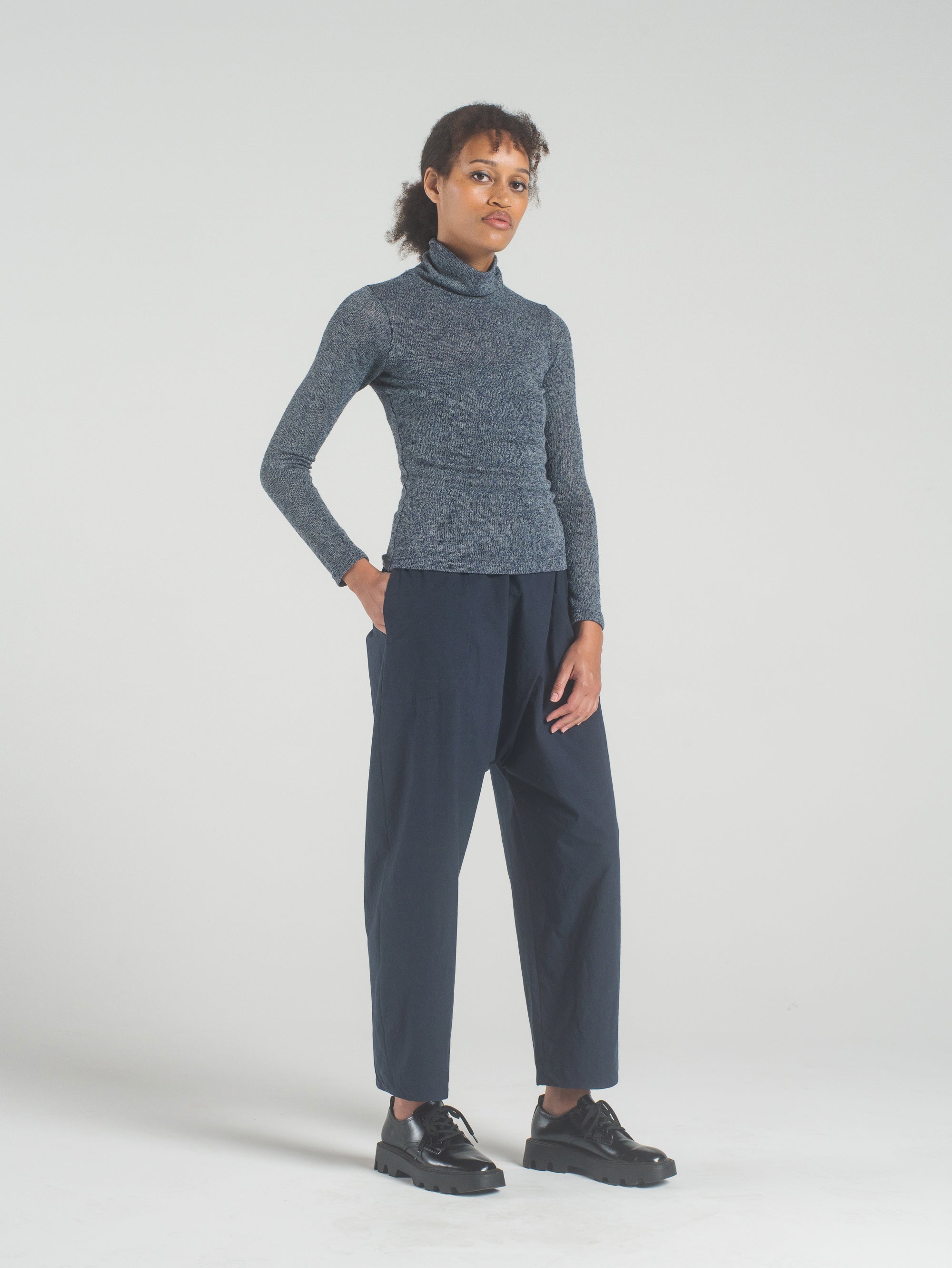 SAMPLE SALE - Delfina Turtleneck in Blue Marl - SMALL