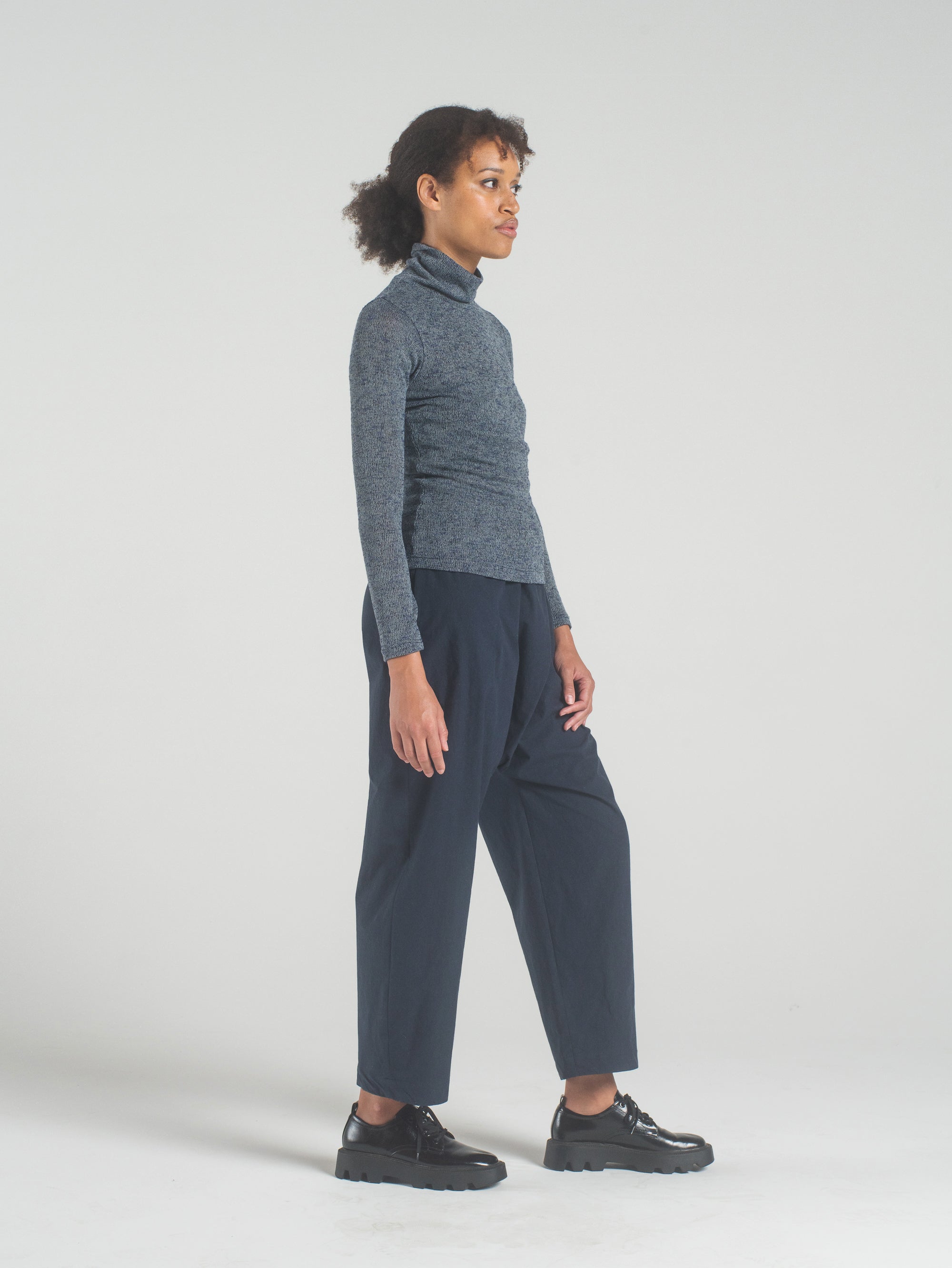 SAMPLE SALE - Delfina Turtleneck in Blue Marl - SMALL