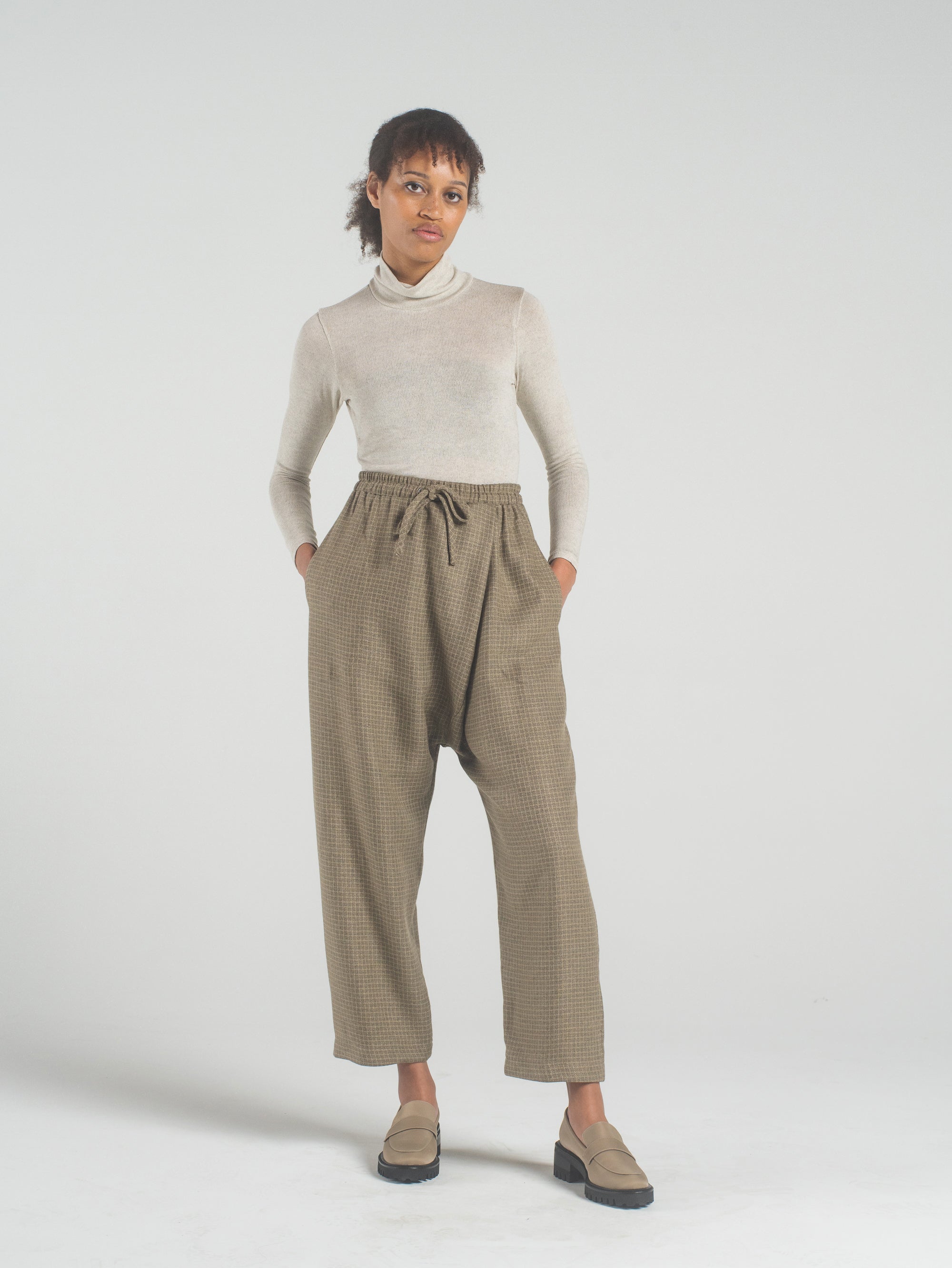 SAMPLE SALE - Nuria Pant in Camel Check - SMALL / STANDARD