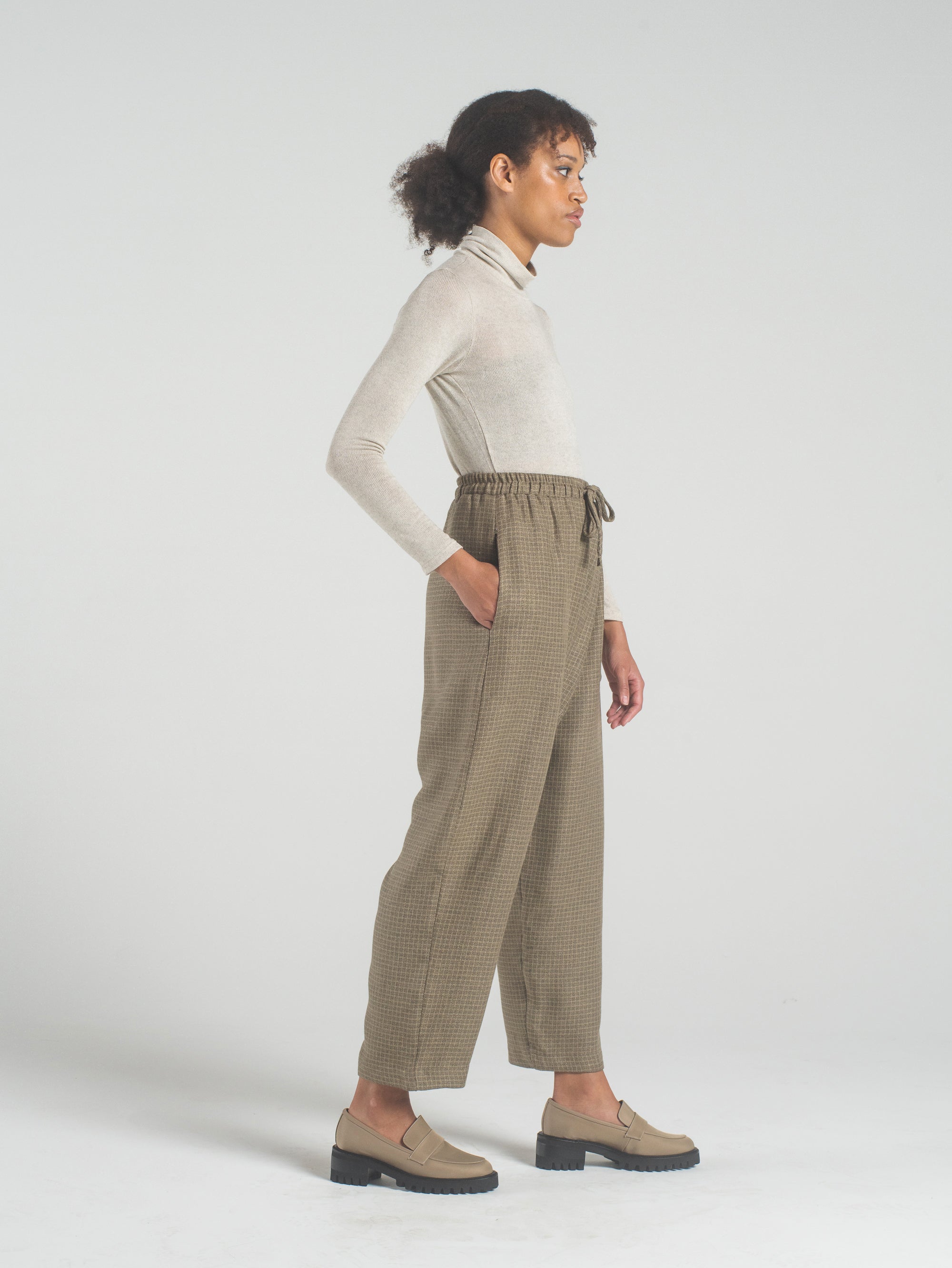 SAMPLE SALE - Nuria Pant in Camel Check - SMALL / STANDARD