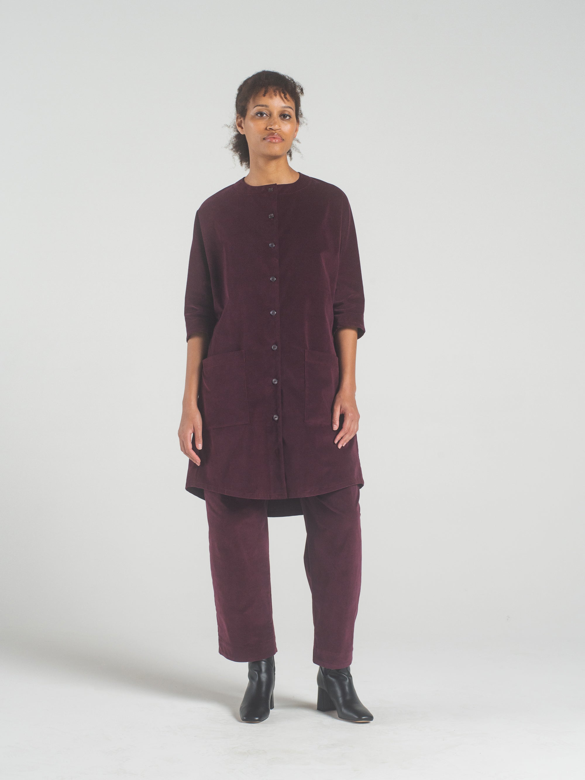 SAMPLE SALE - Hilma Tunic in Merlot Corduroy - SMALL