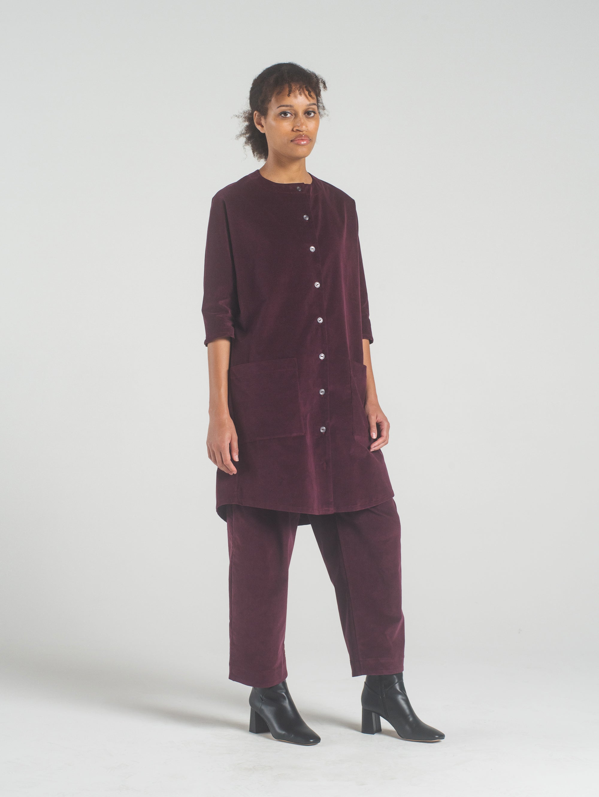 SAMPLE SALE - Hilma Tunic in Merlot Corduroy - SMALL