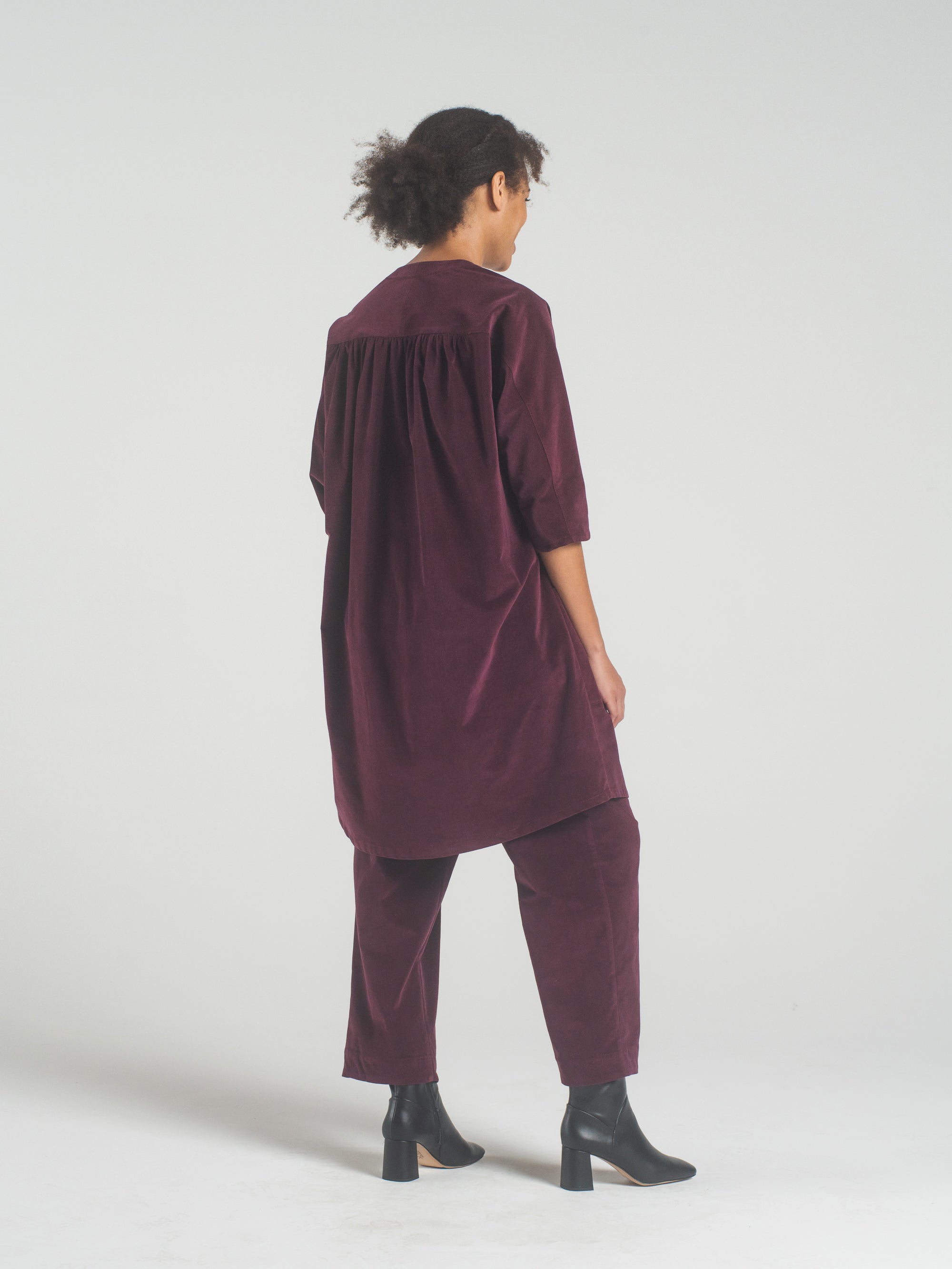 SAMPLE SALE - Hilma Tunic in Merlot Corduroy - SMALL