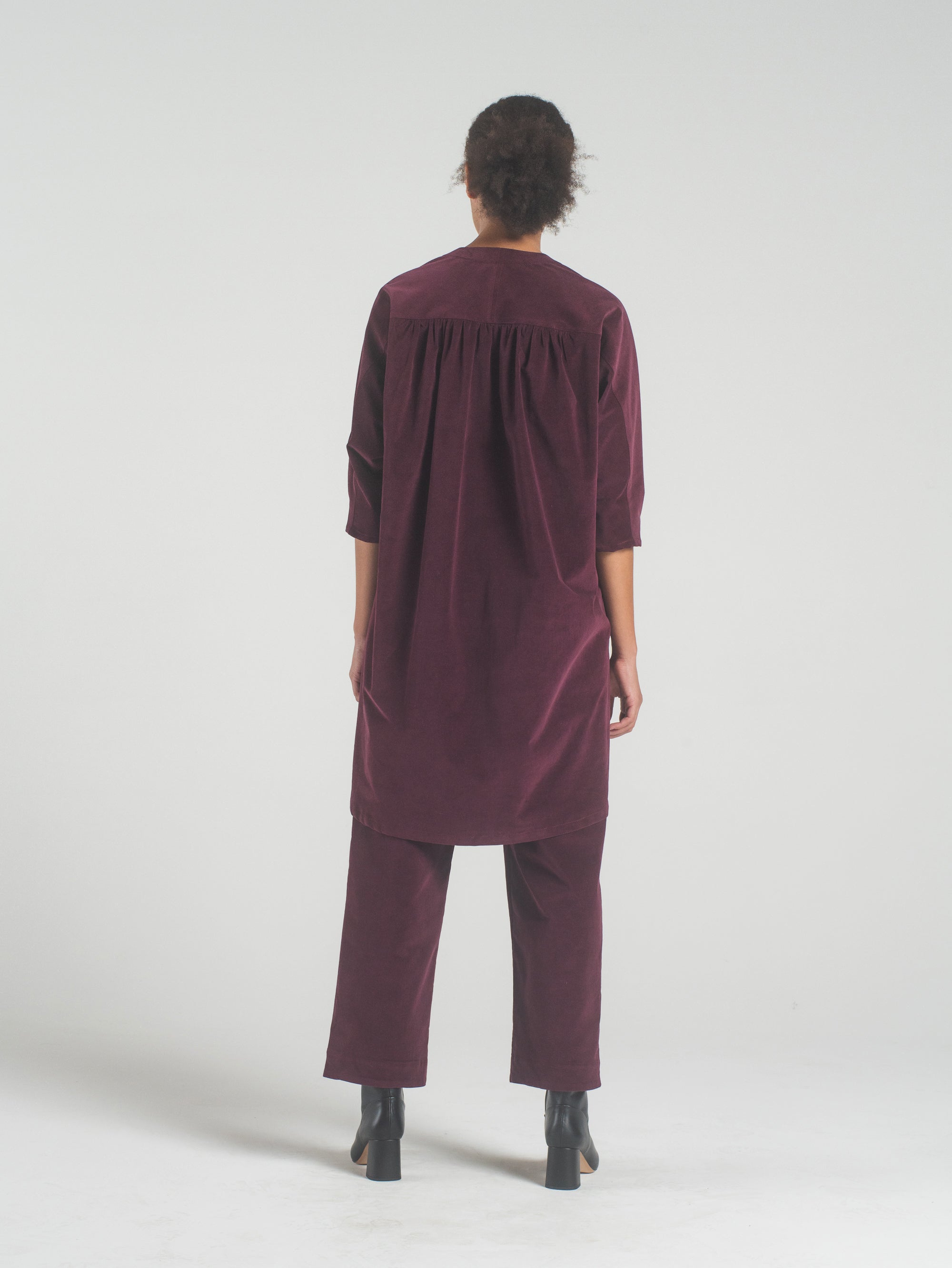 SAMPLE SALE - Hilma Tunic in Merlot Corduroy - SMALL