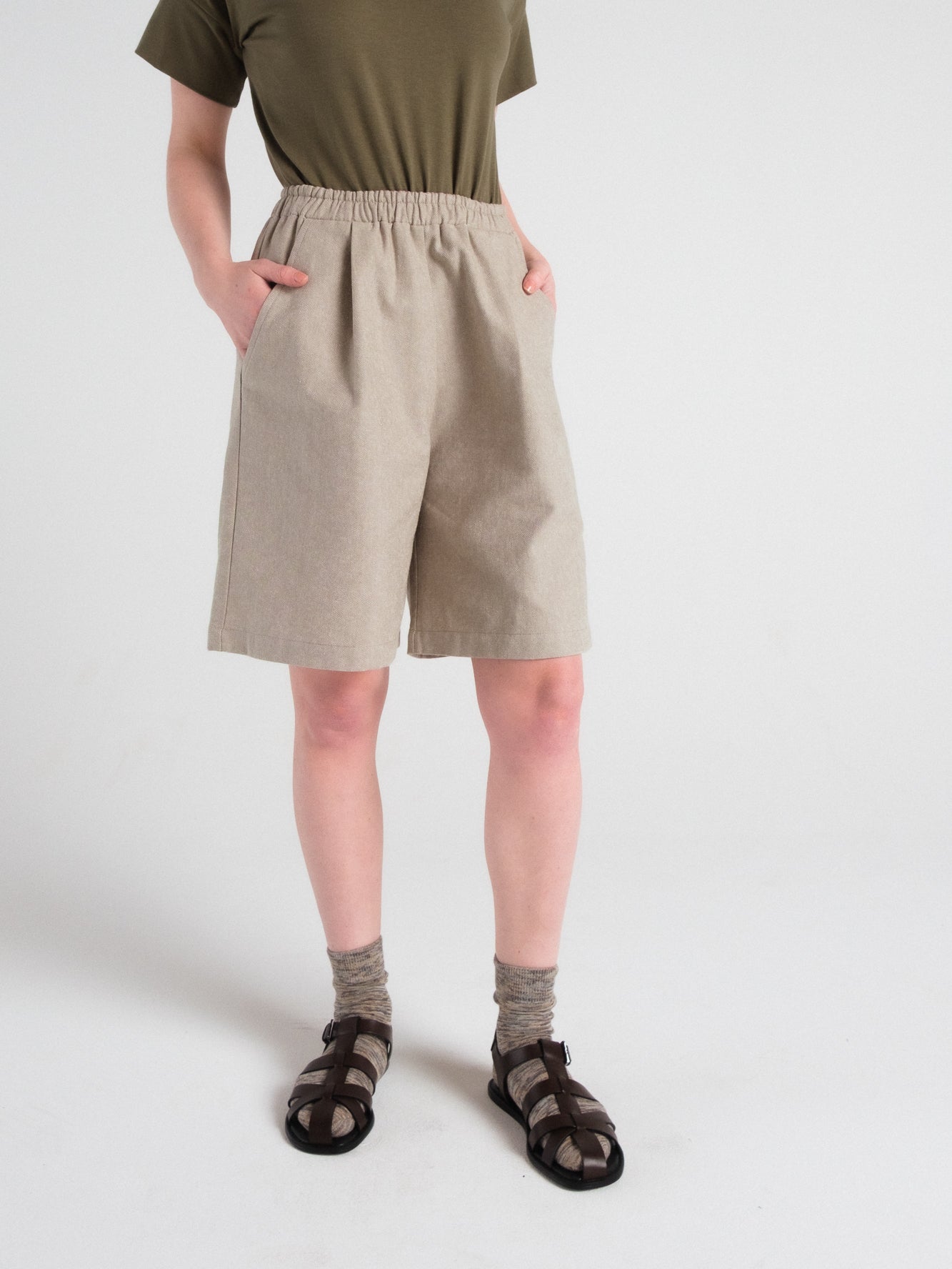 Roz Trouser Shorts in Sagebrush Denim