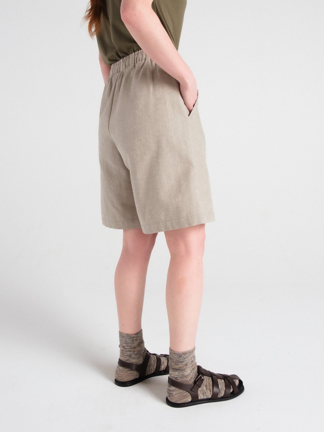 Roz Trouser Shorts in Sagebrush Denim