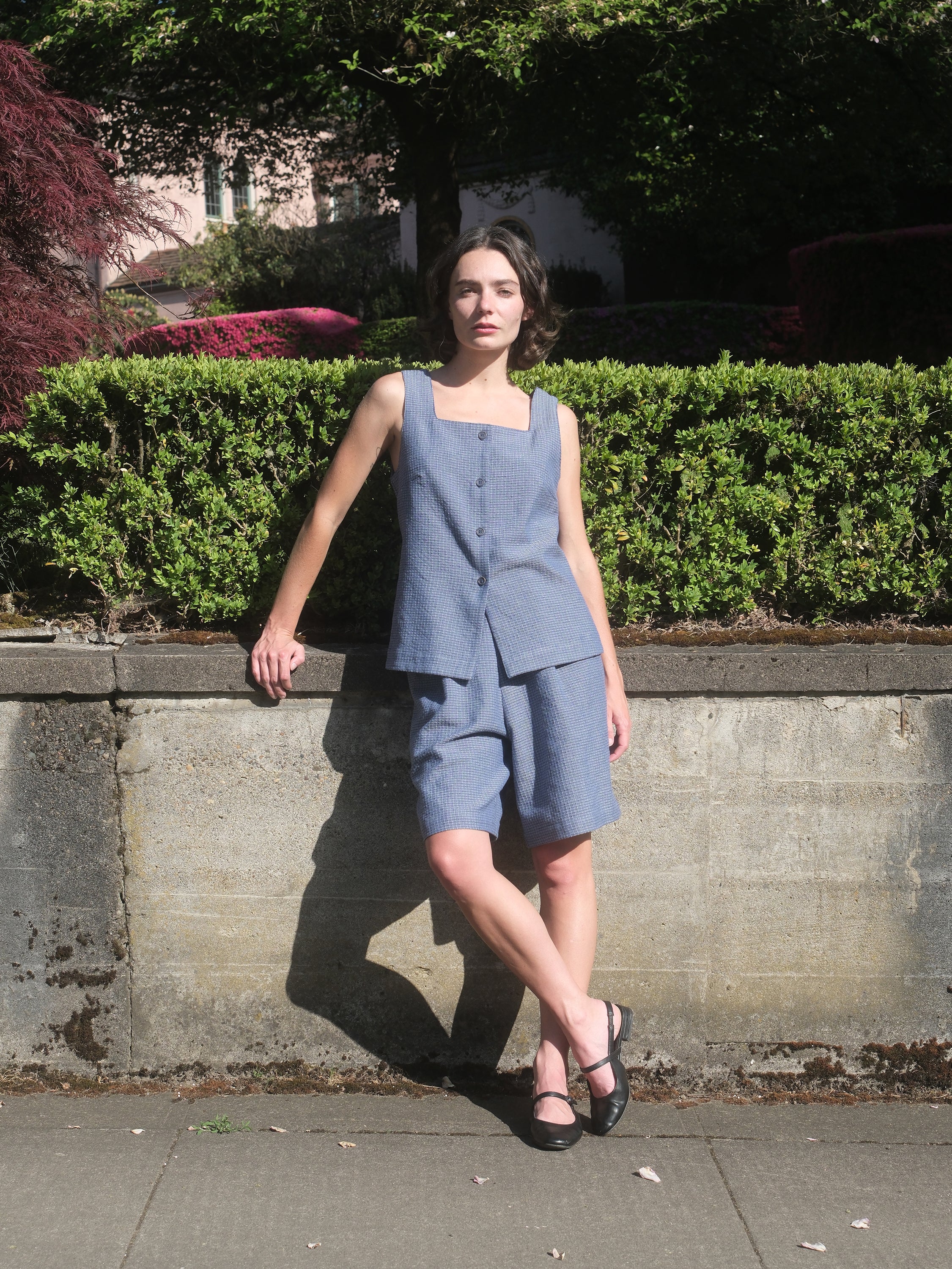Roz Trouser Shorts in Indigo Check