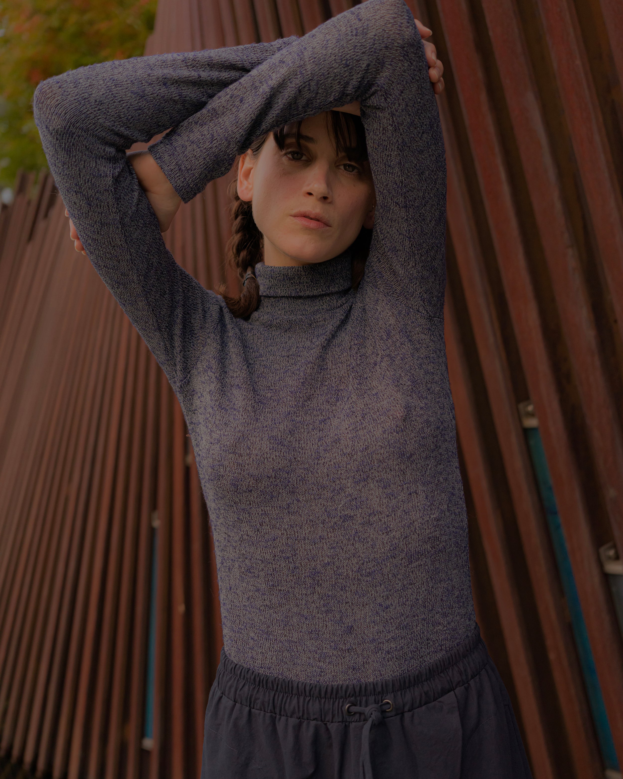SAMPLE SALE - Delfina Turtleneck in Blue Marl - SMALL