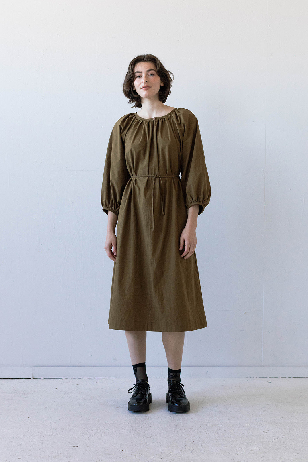 Prisca Dress in Sepia Poplin