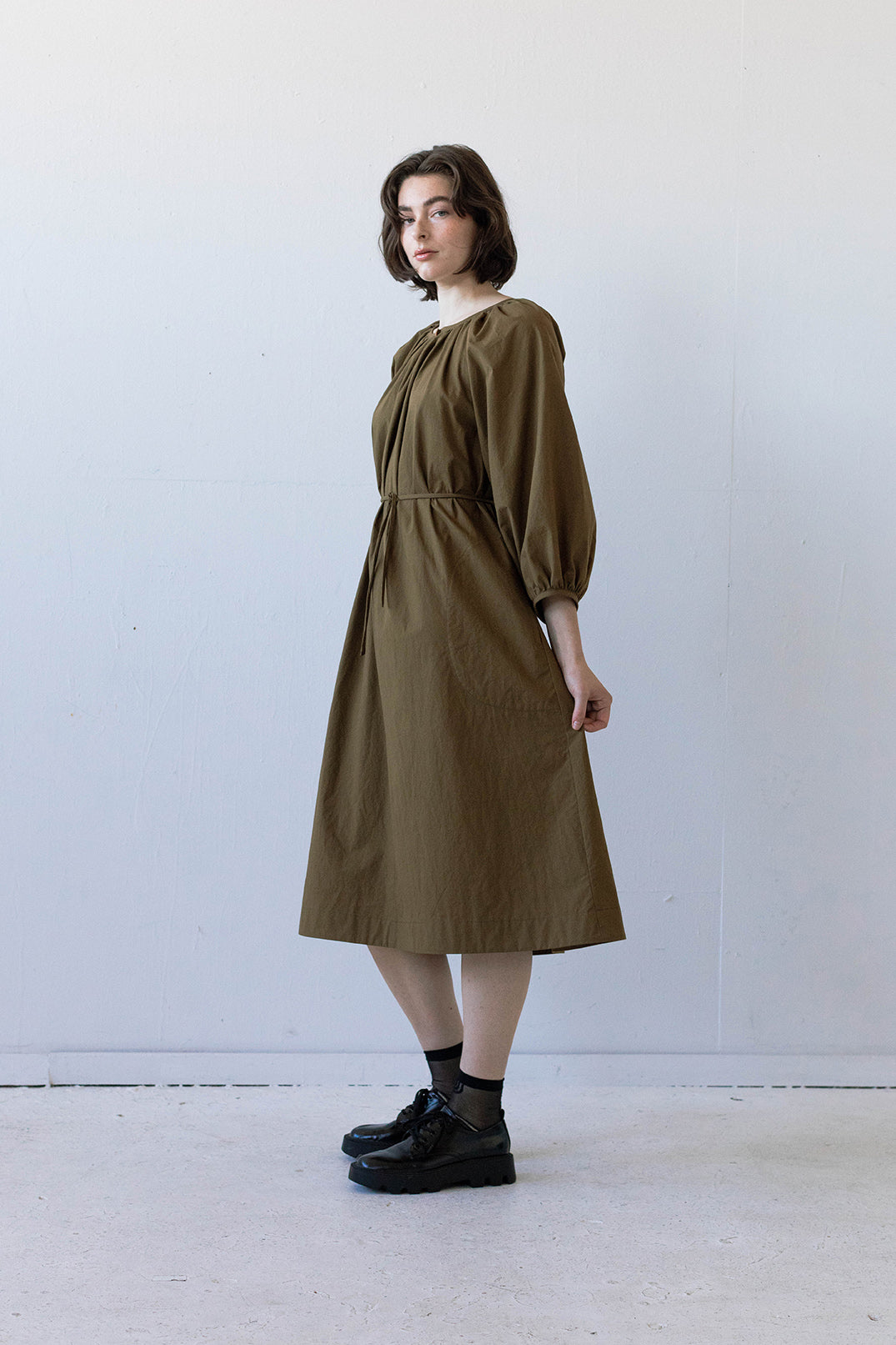 Prisca Dress in Sepia Poplin