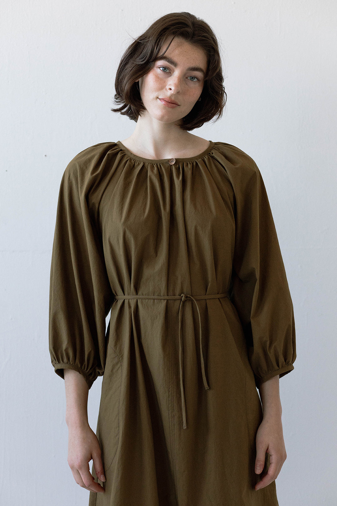 Prisca Dress in Sepia Poplin