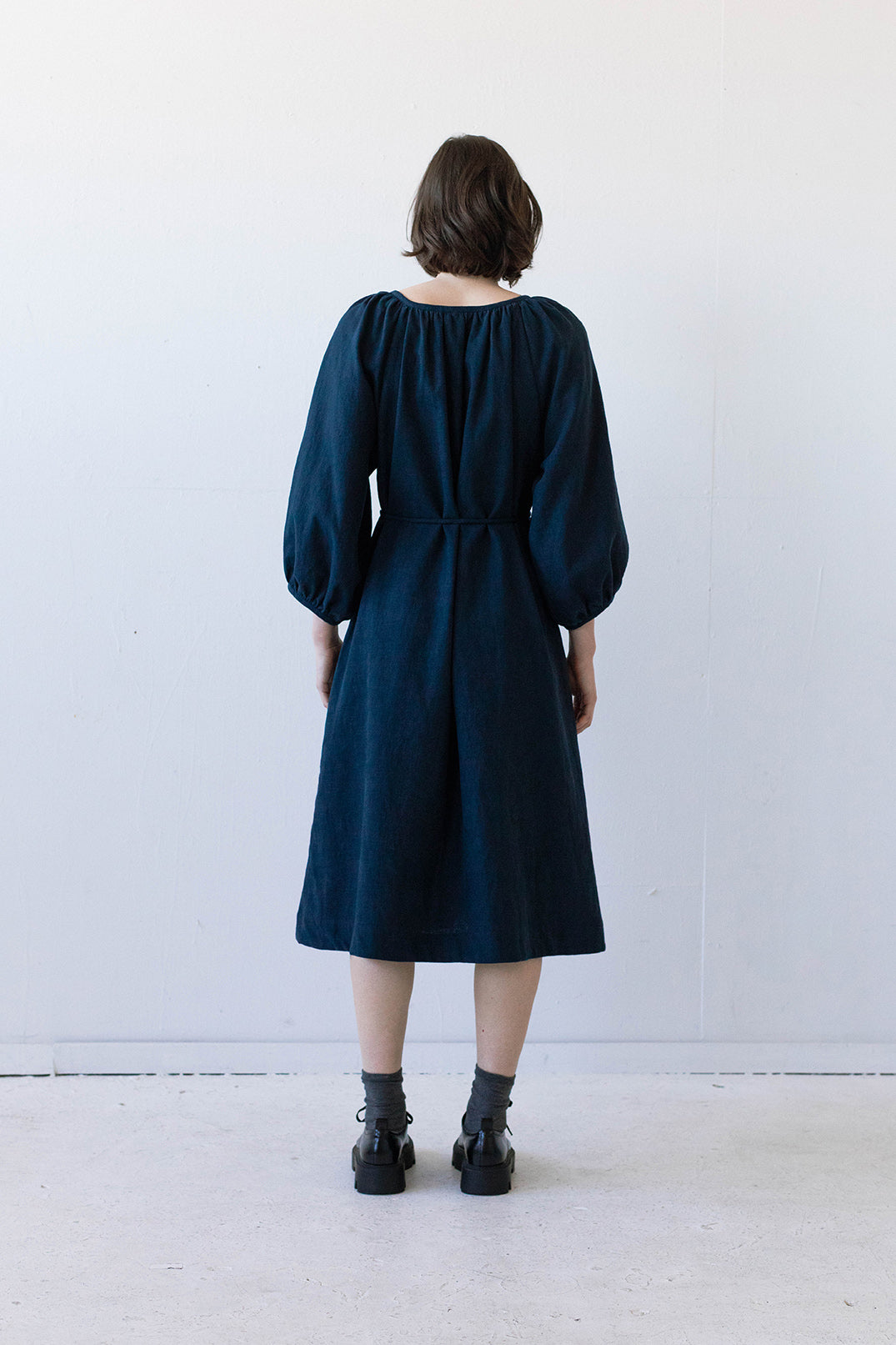 Prisca Dress in Dark Indigo Linen