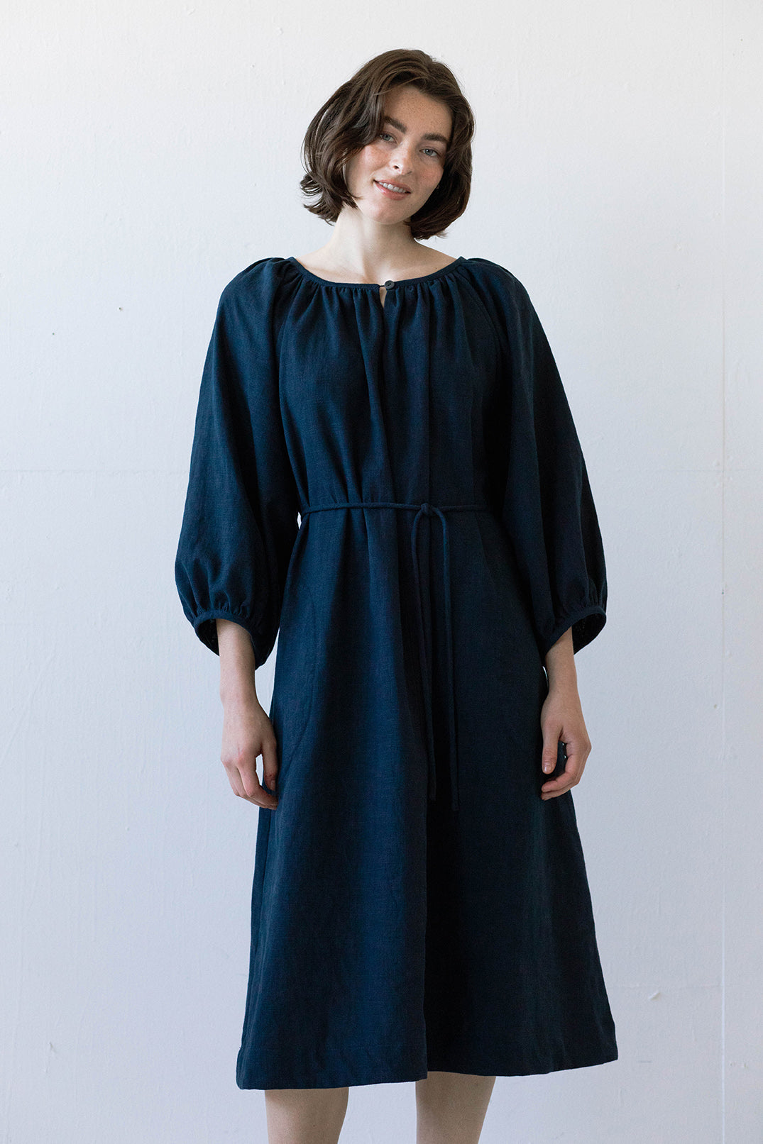 Prisca Dress in Dark Indigo Linen