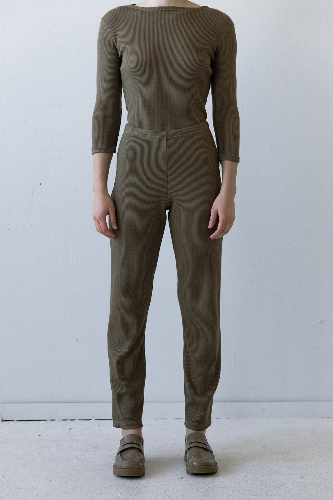 Elio Lounge Pant in Camel Rib Knit