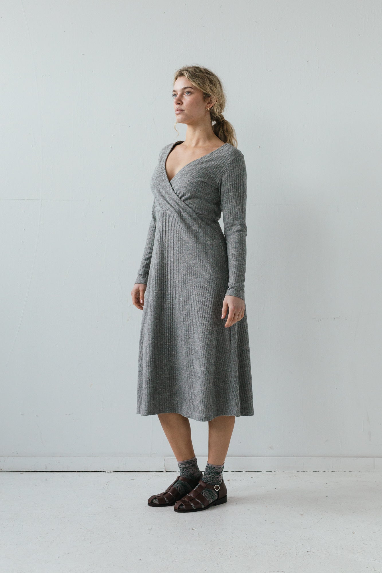 SAMPLE SALE - Nori Dress in Heather Gray Rib