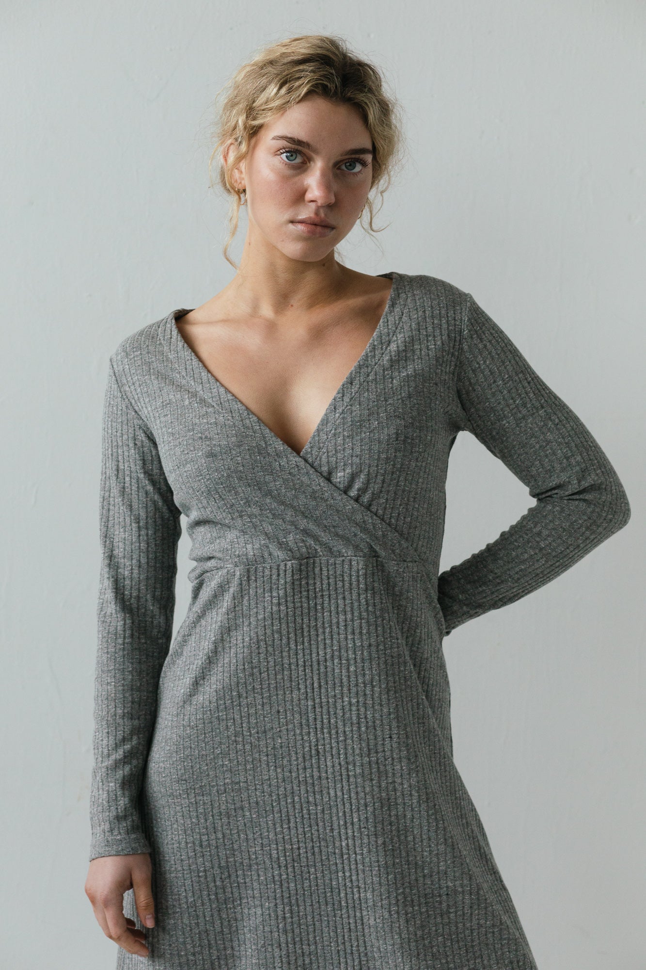 Nori Dress in Heather Gray Rib