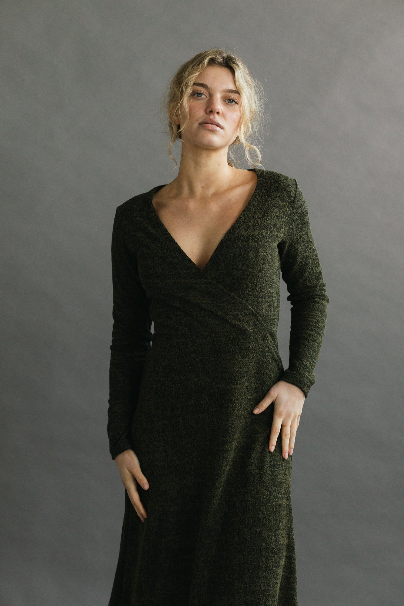 SAMPLE SALE - Nori Dress in Moss Marl
