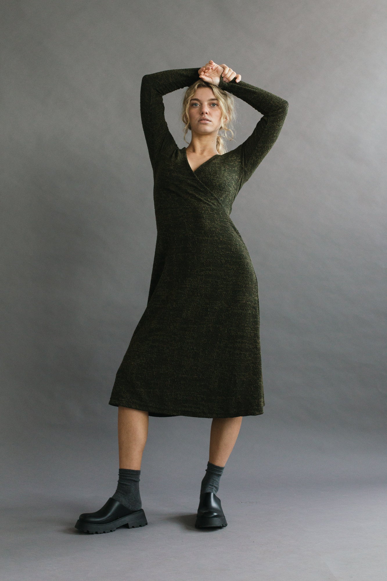 SAMPLE SALE - Nori Dress in Moss Marl