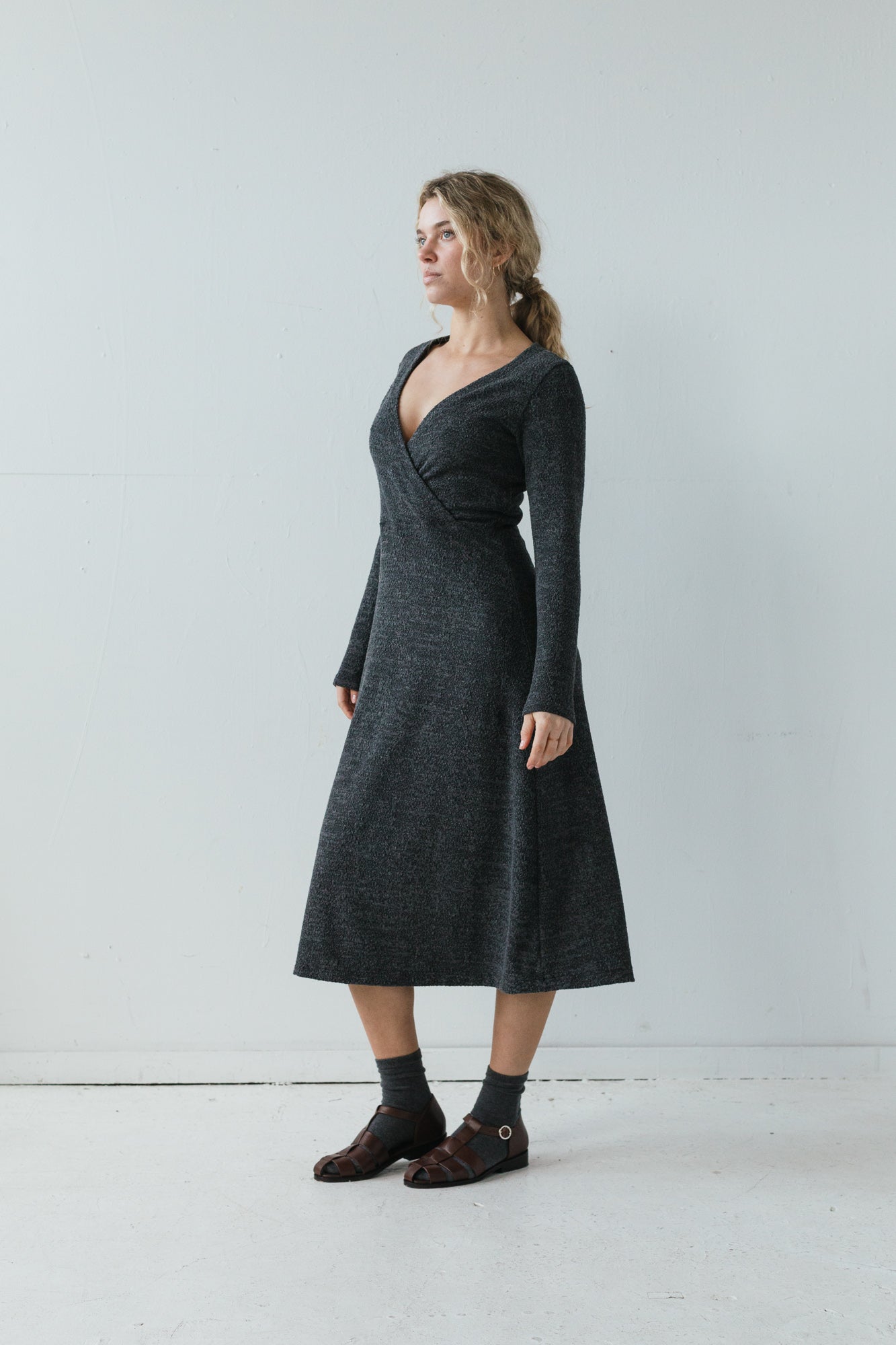 Nori Dress in Charcoal Marl