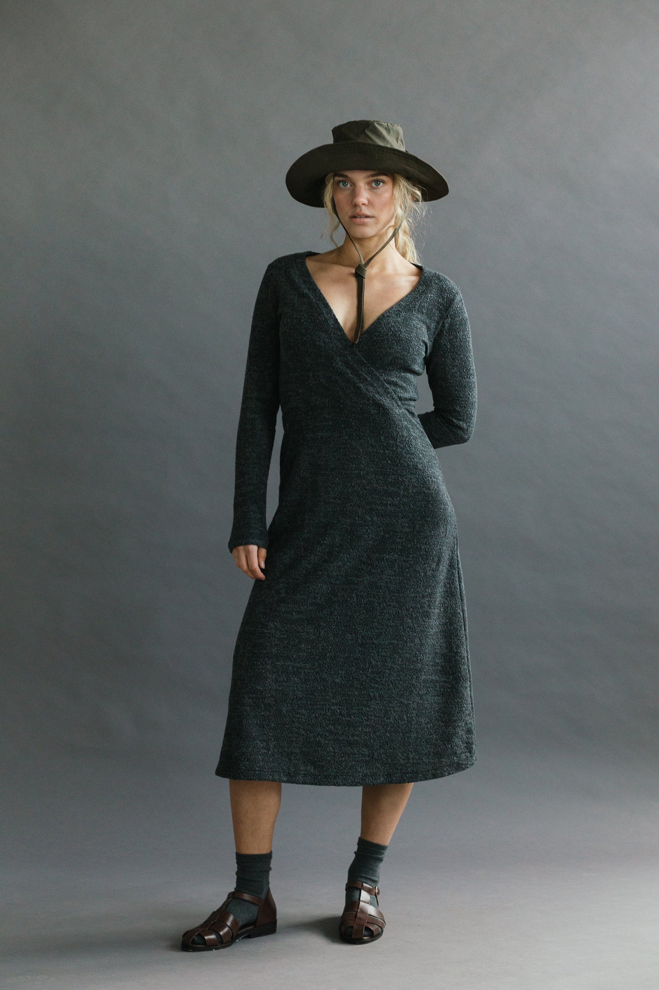 Nori Dress in Charcoal Marl