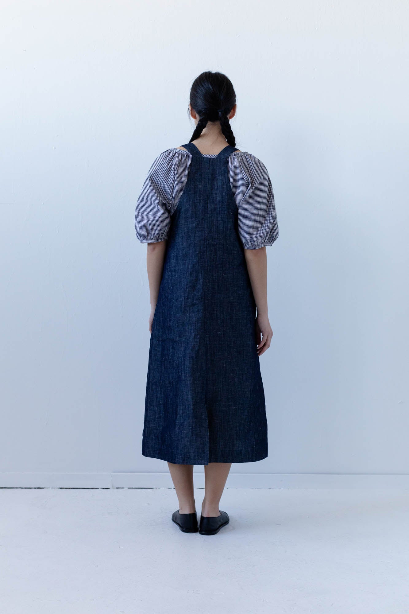 Noemi Apron Dress in Linen Denim