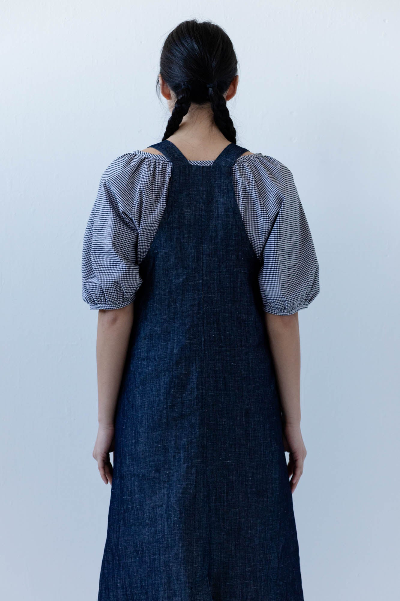 Noemi Apron Dress in Linen Denim