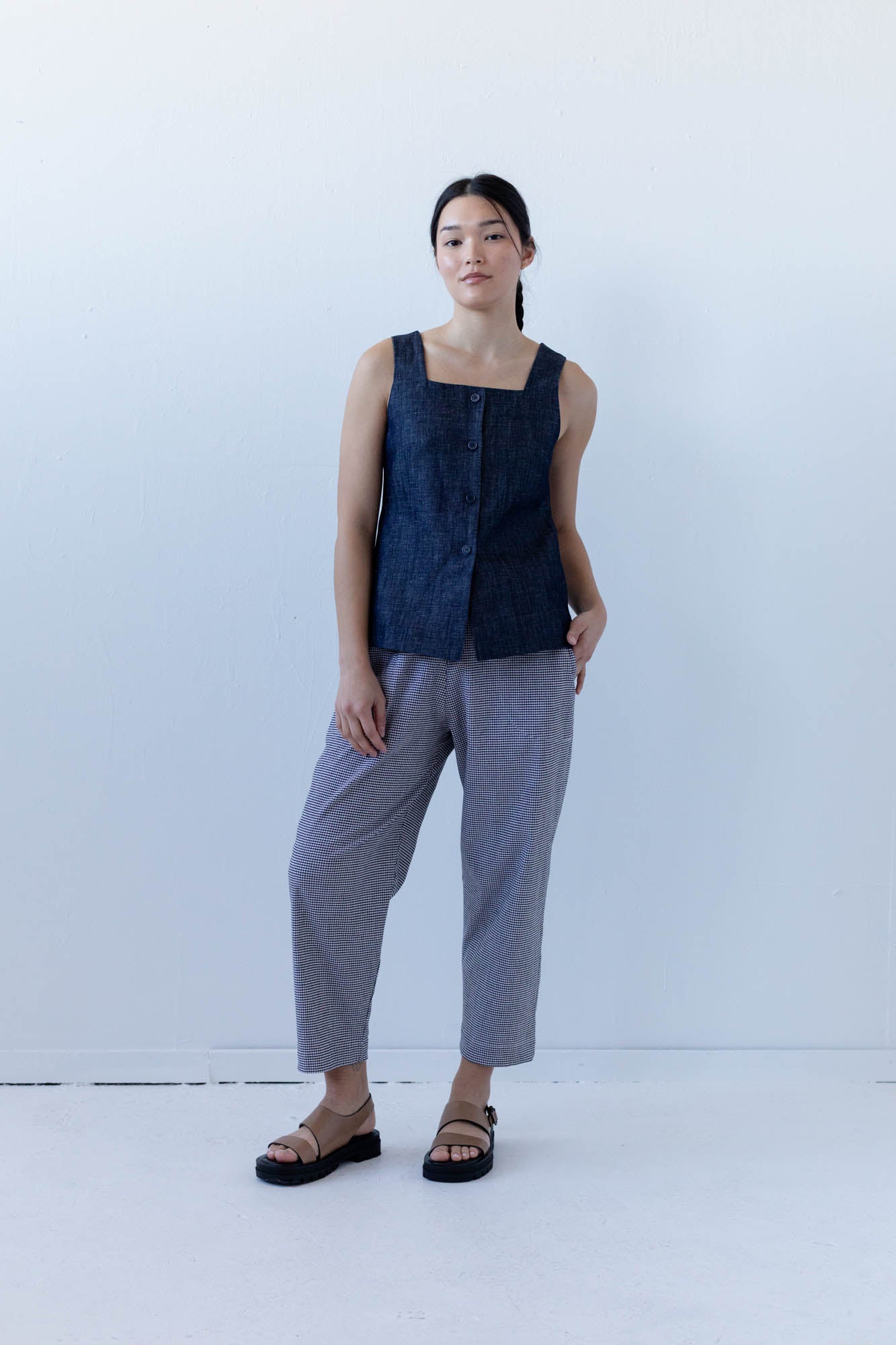 Katya Top in Linen Denim