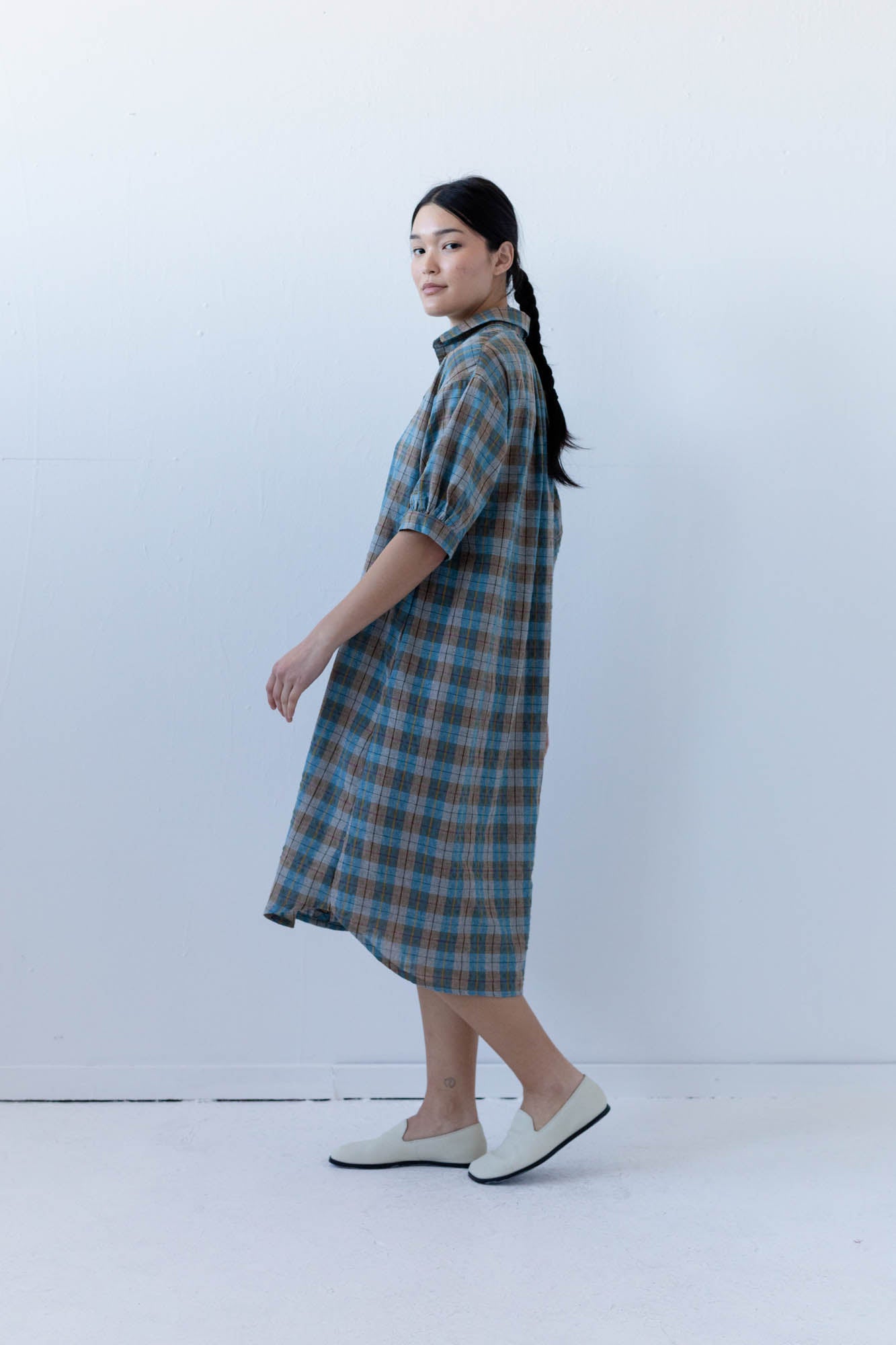 Arden Shirtdress in Teal Plaid