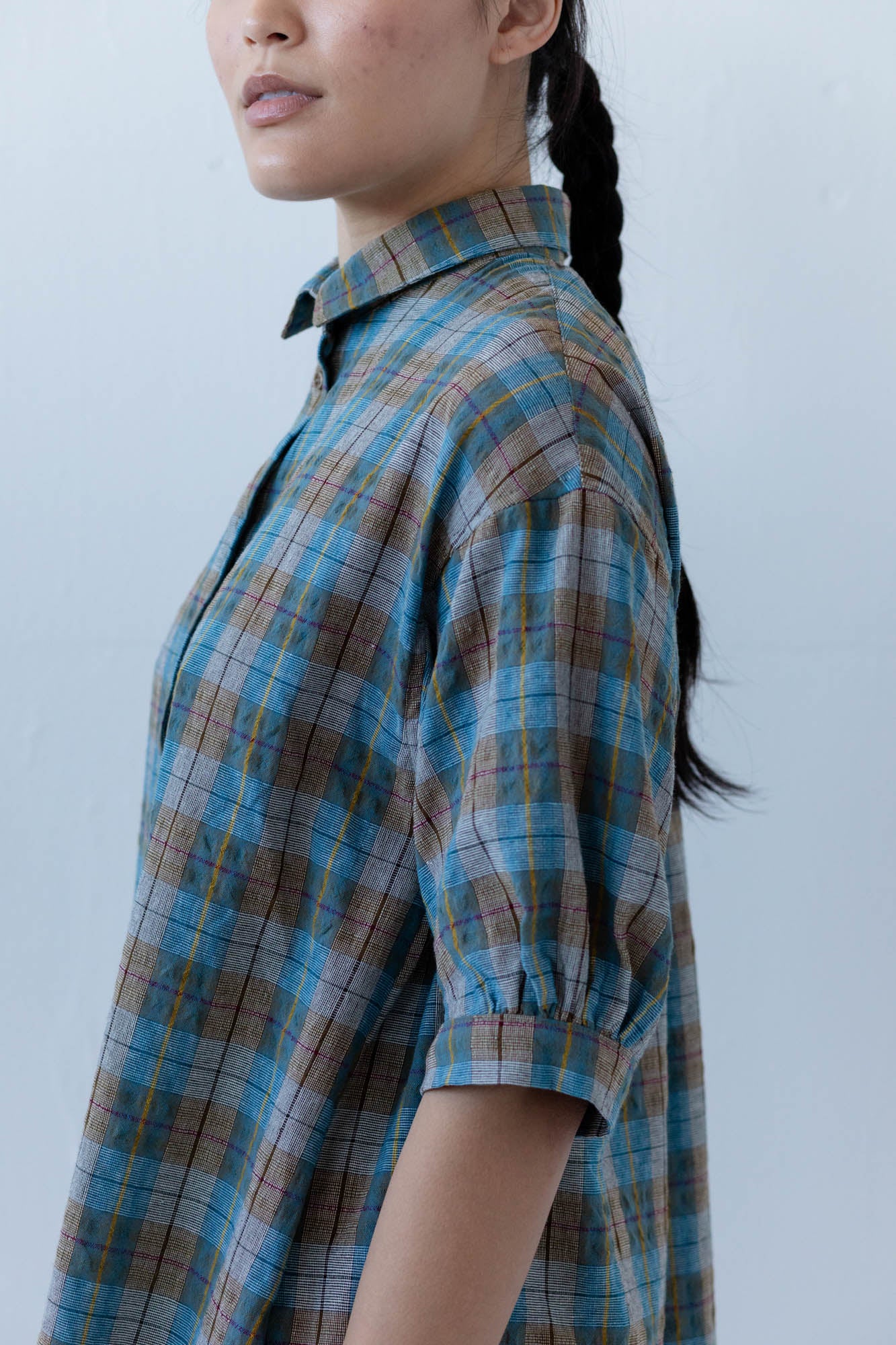 Arden Shirtdress in Teal Plaid