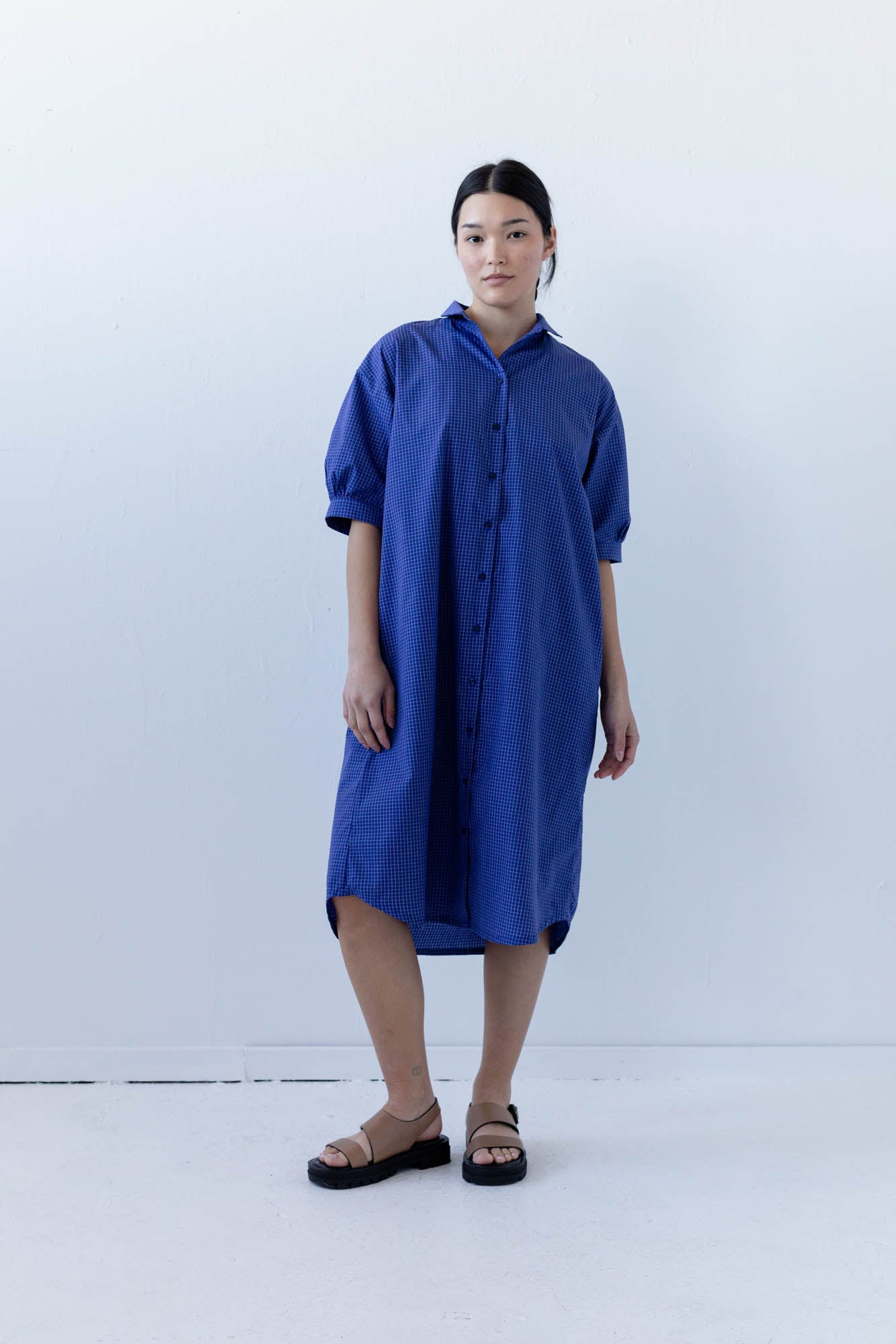 Arden Shirtdress in Blueberry Tattersall