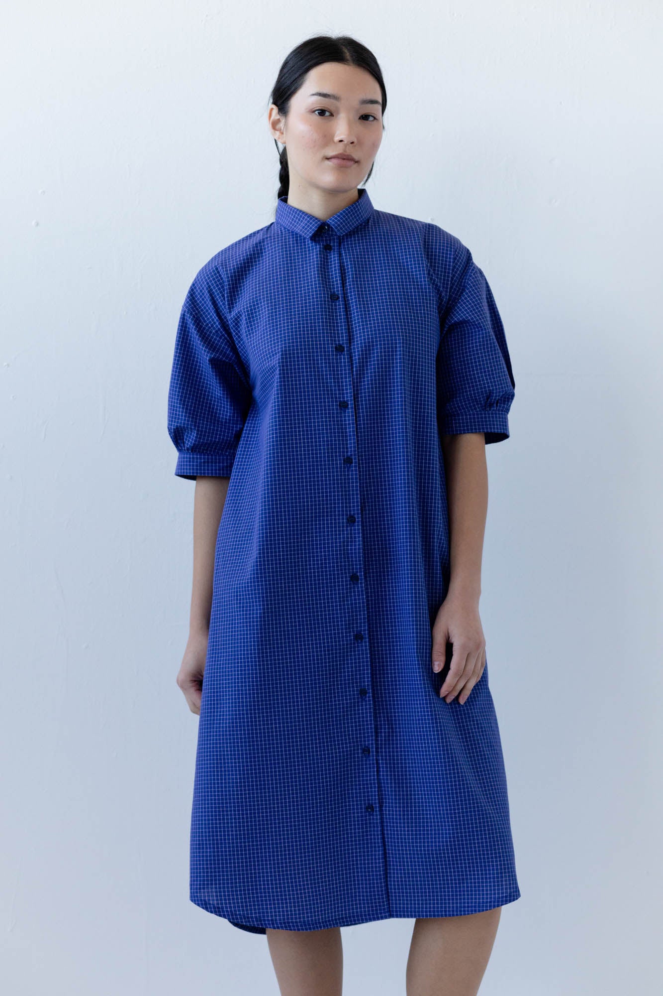 Arden Shirtdress in Blueberry Tattersall