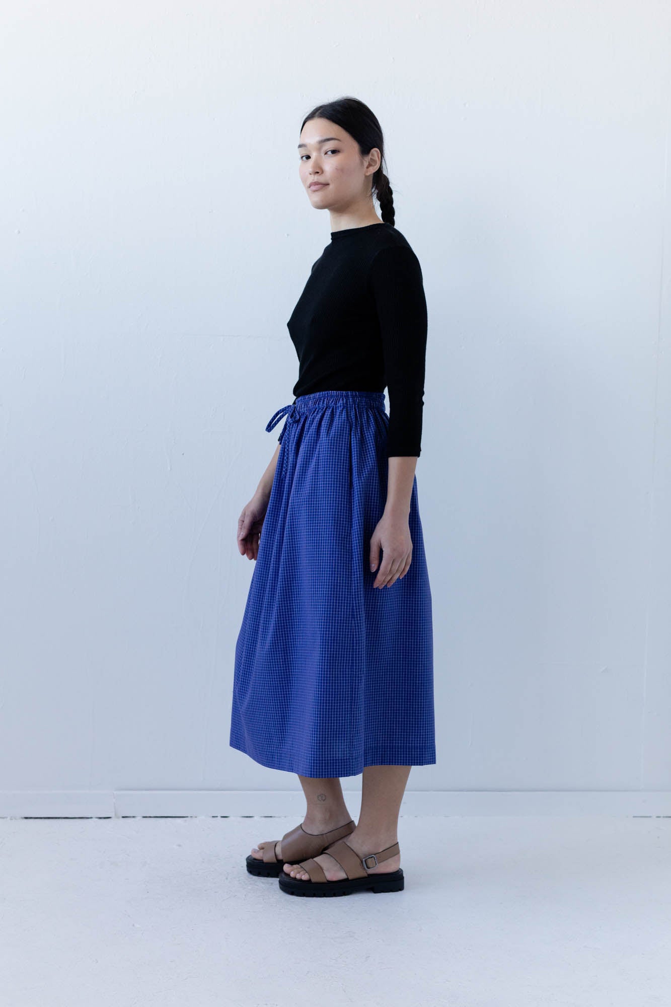 Isla Skirt in Blueberry Tattersall