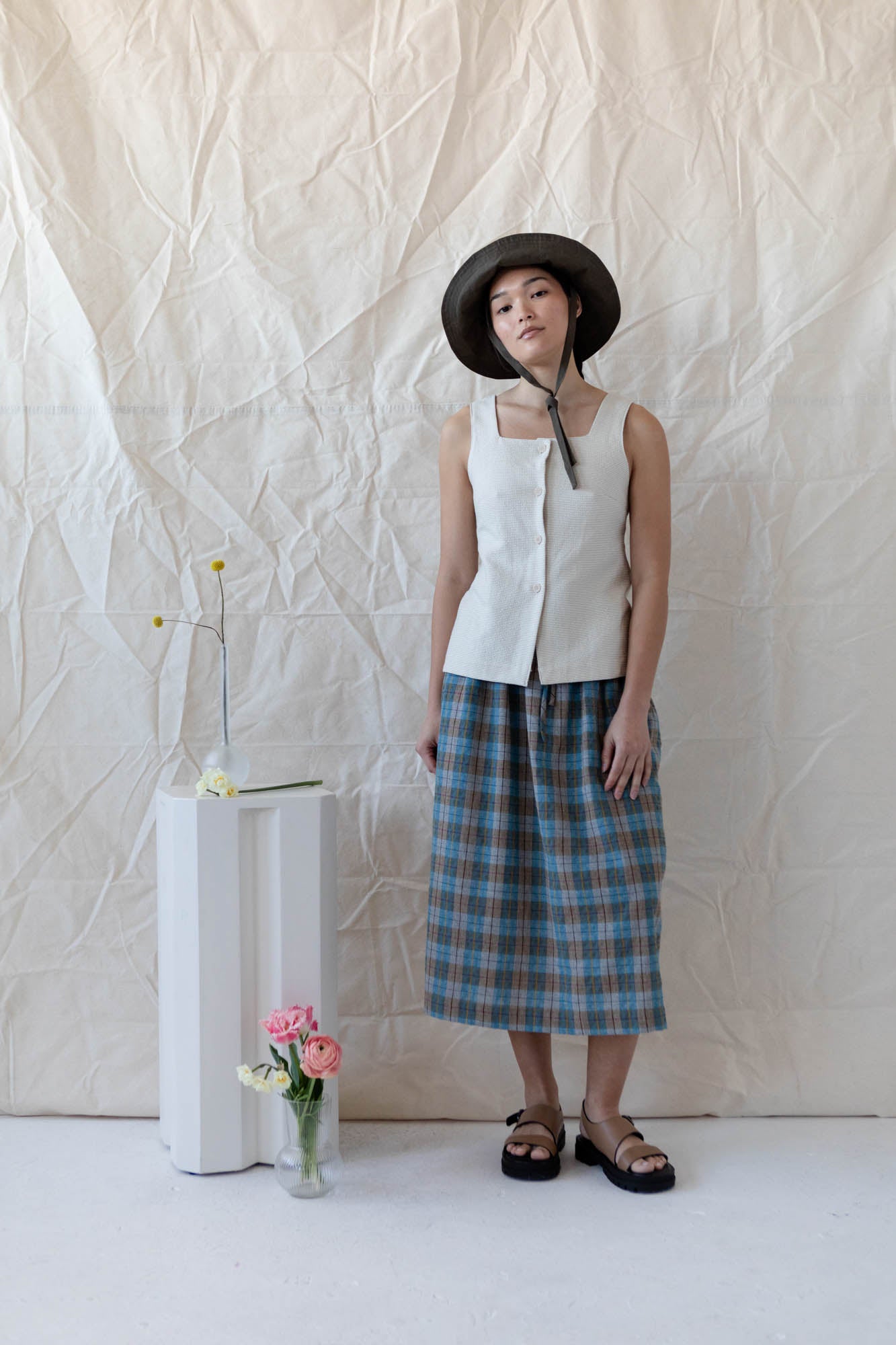 Isla Skirt in Teal Plaid