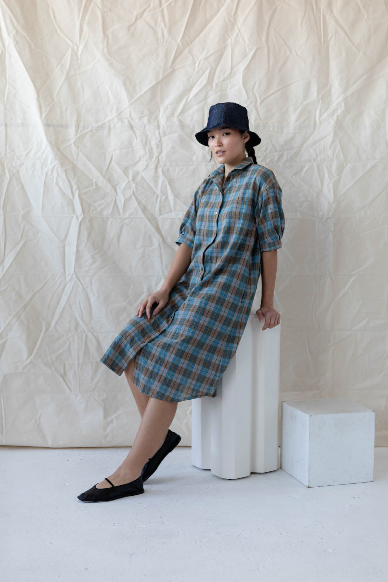 Arden Shirt Dress in Teal Plaid