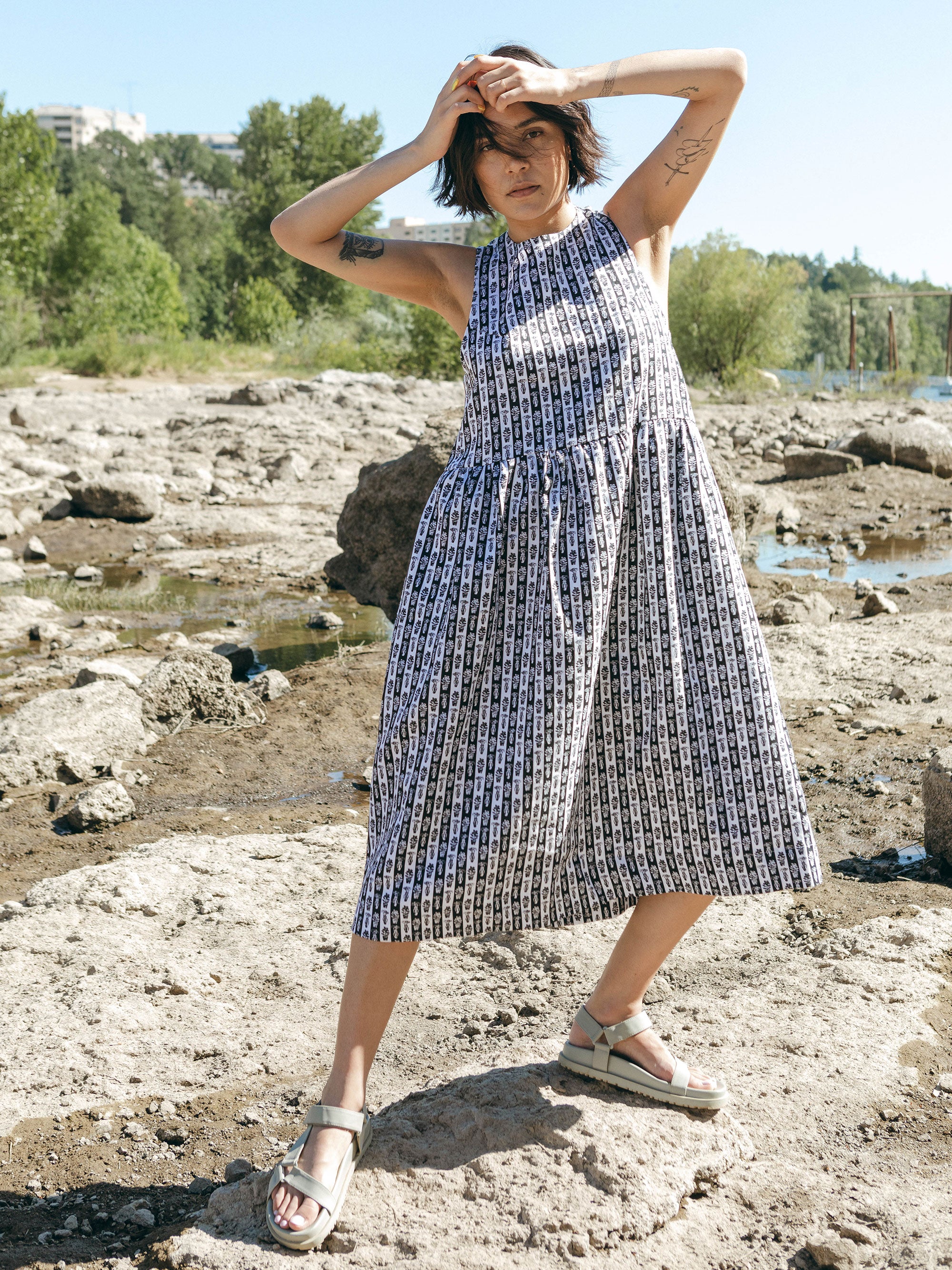 Mercato Dress in Plant Stripe