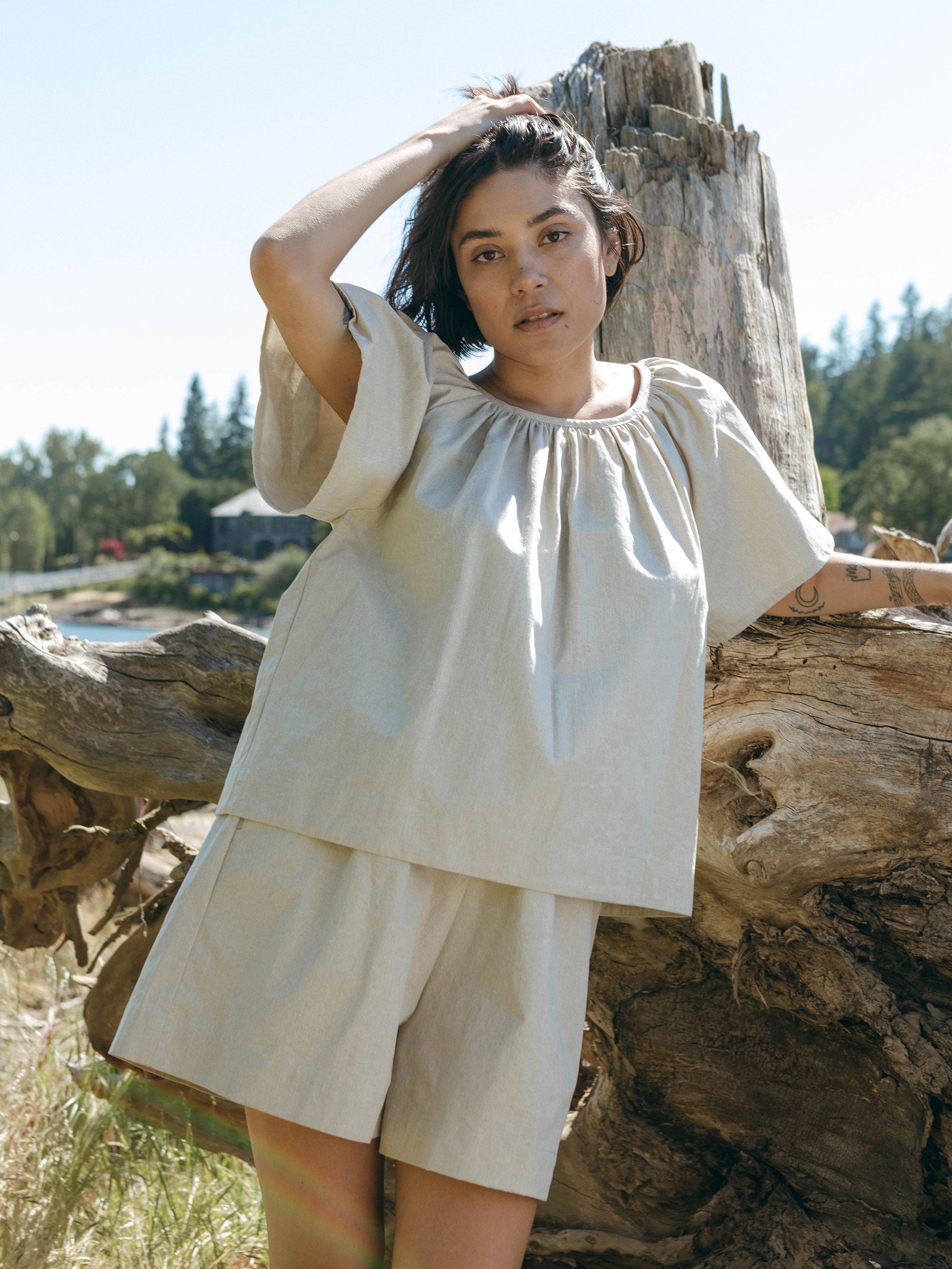 Prisca Top in Natural Twill