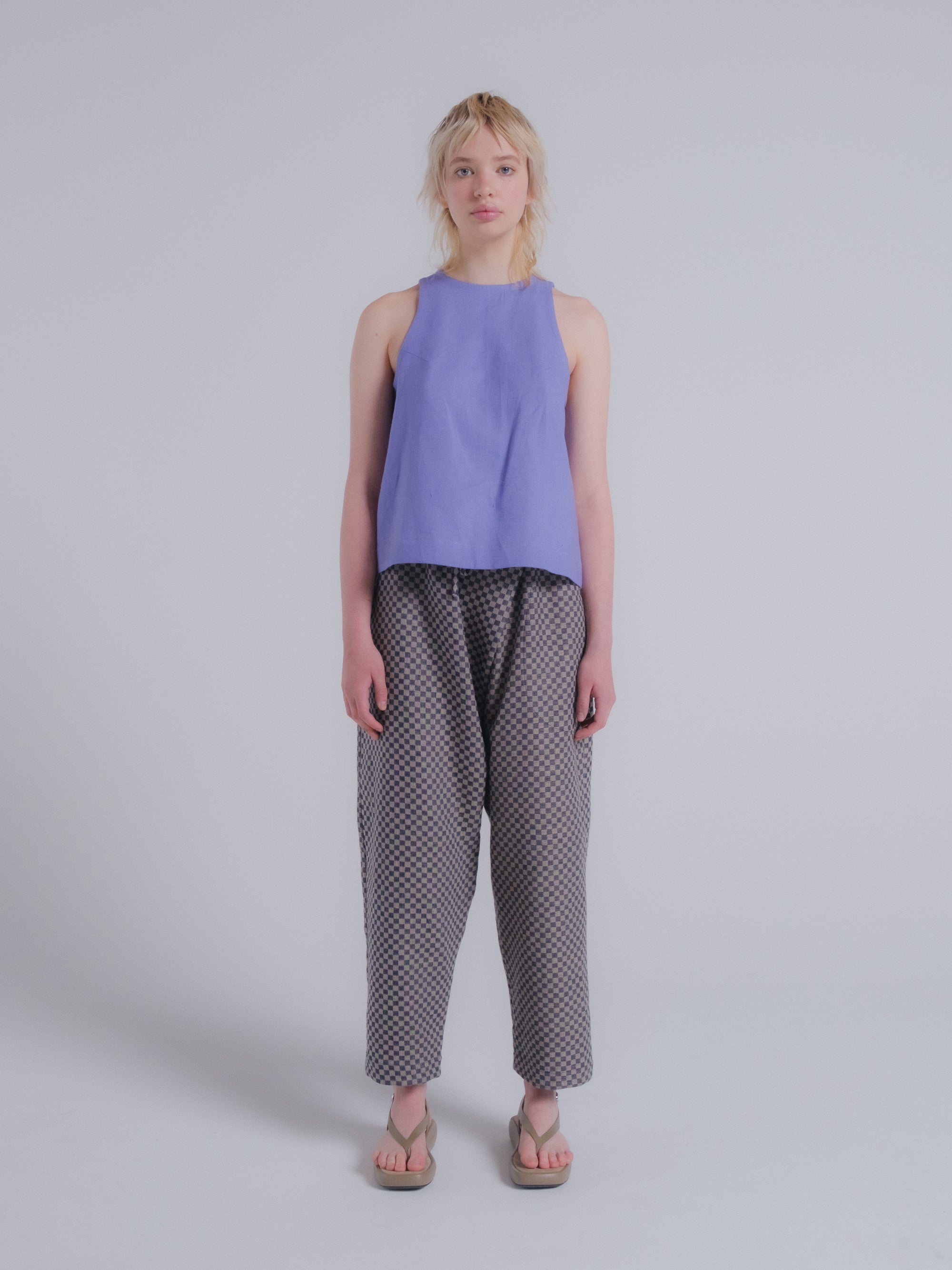 Clio Tank in Wisteria Linen