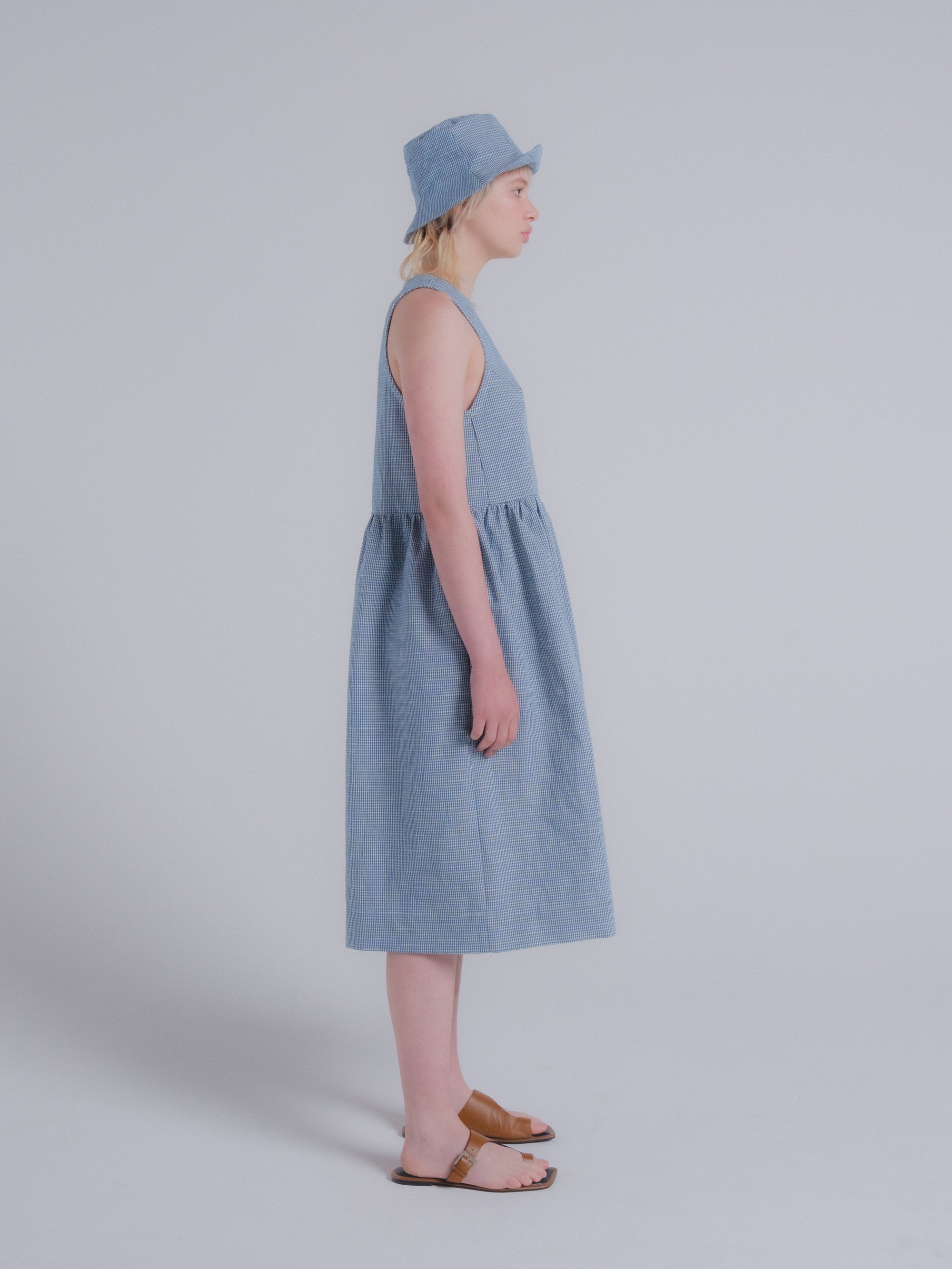 Mercato Dress in Teal Seersucker