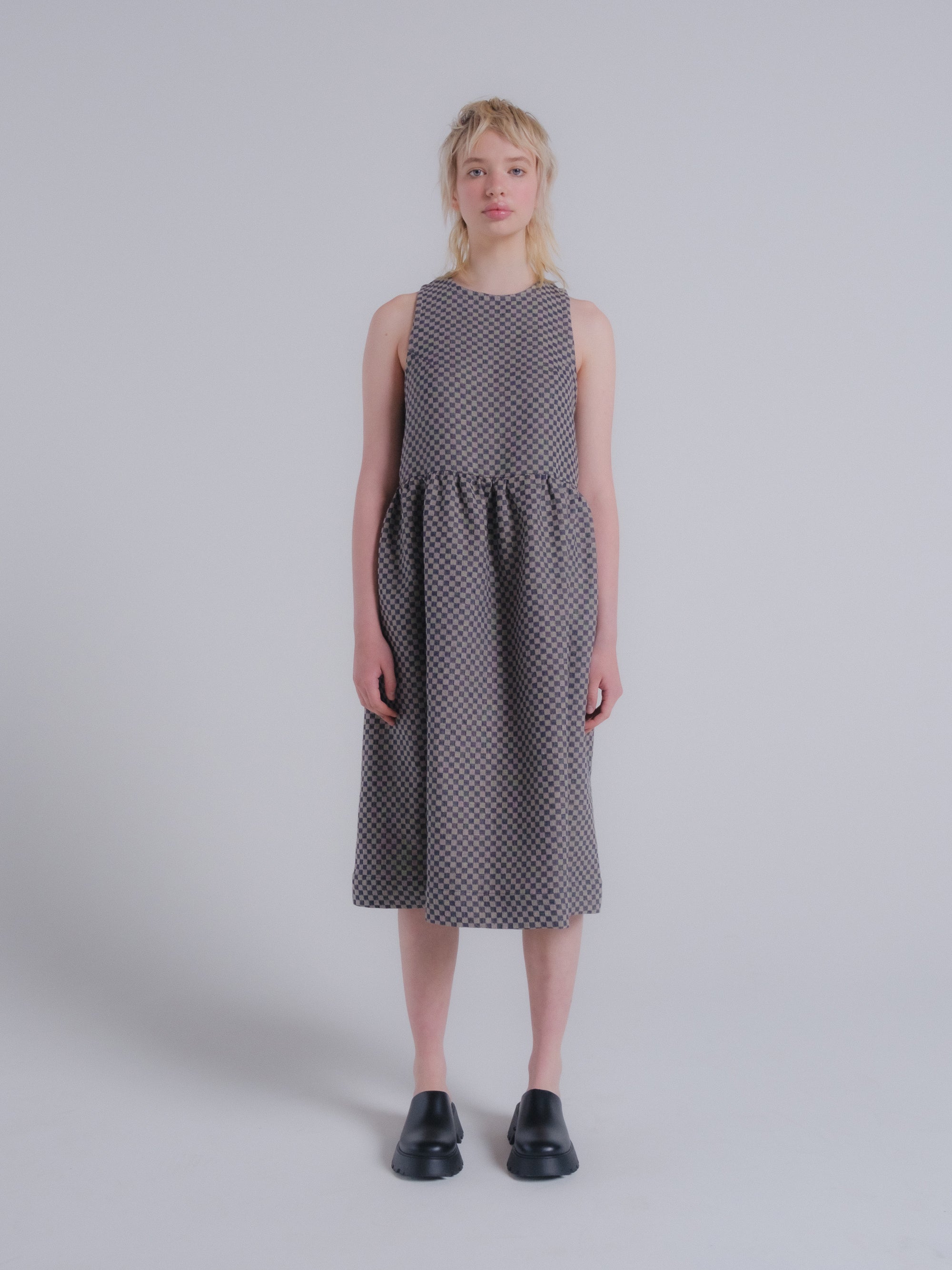Mercato Dress in Checkerboard Linen